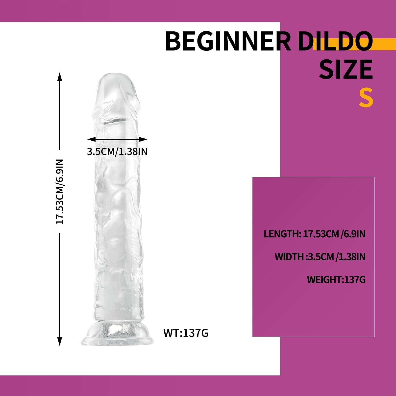 REALISTISCHER Dildo 17cm Przezroczysty Miękki Z Silną Przyssawką Fleksyjny — miniatura 2