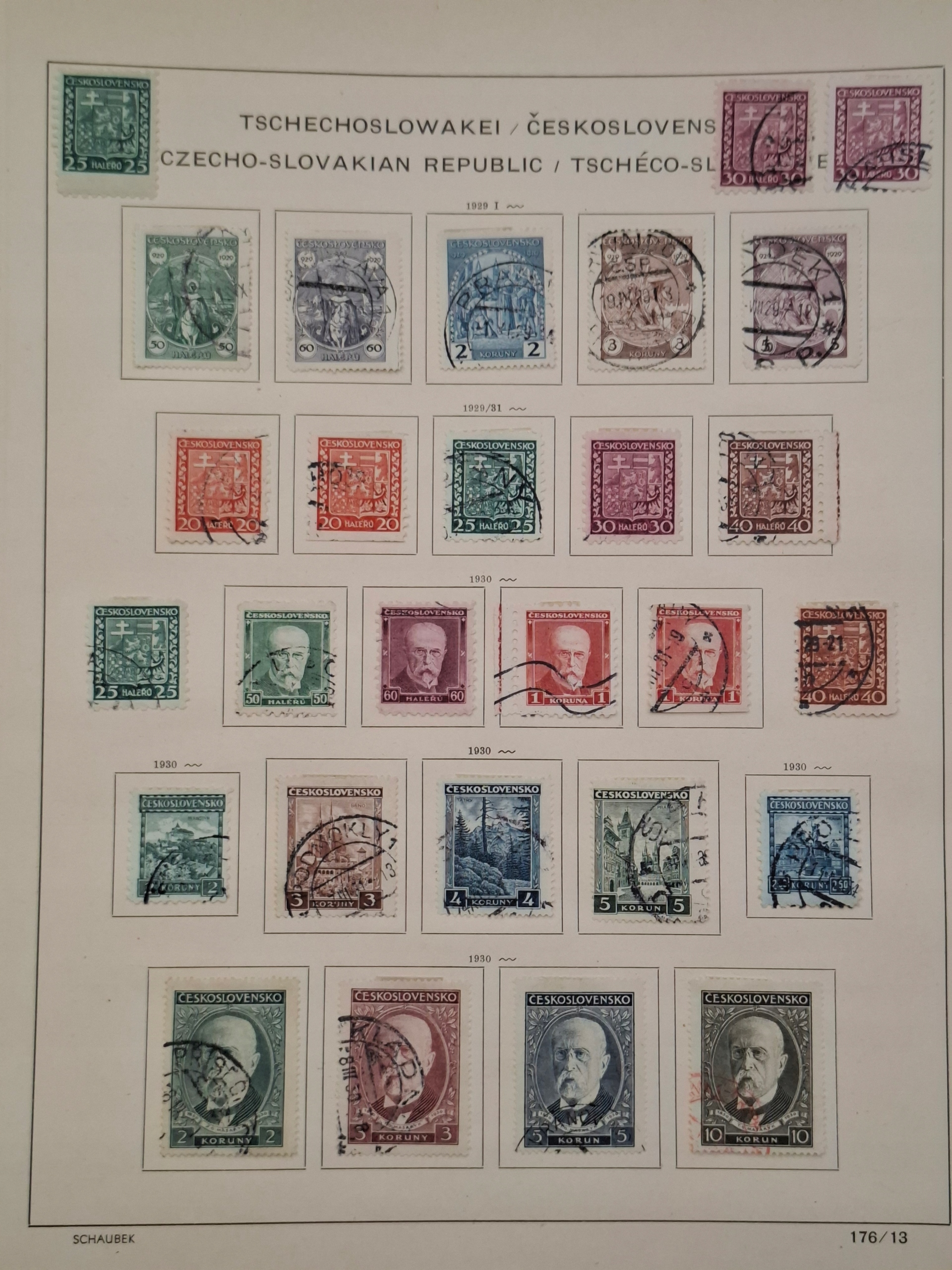 Znaczki Czechosłowacja strona z klasera Czechy