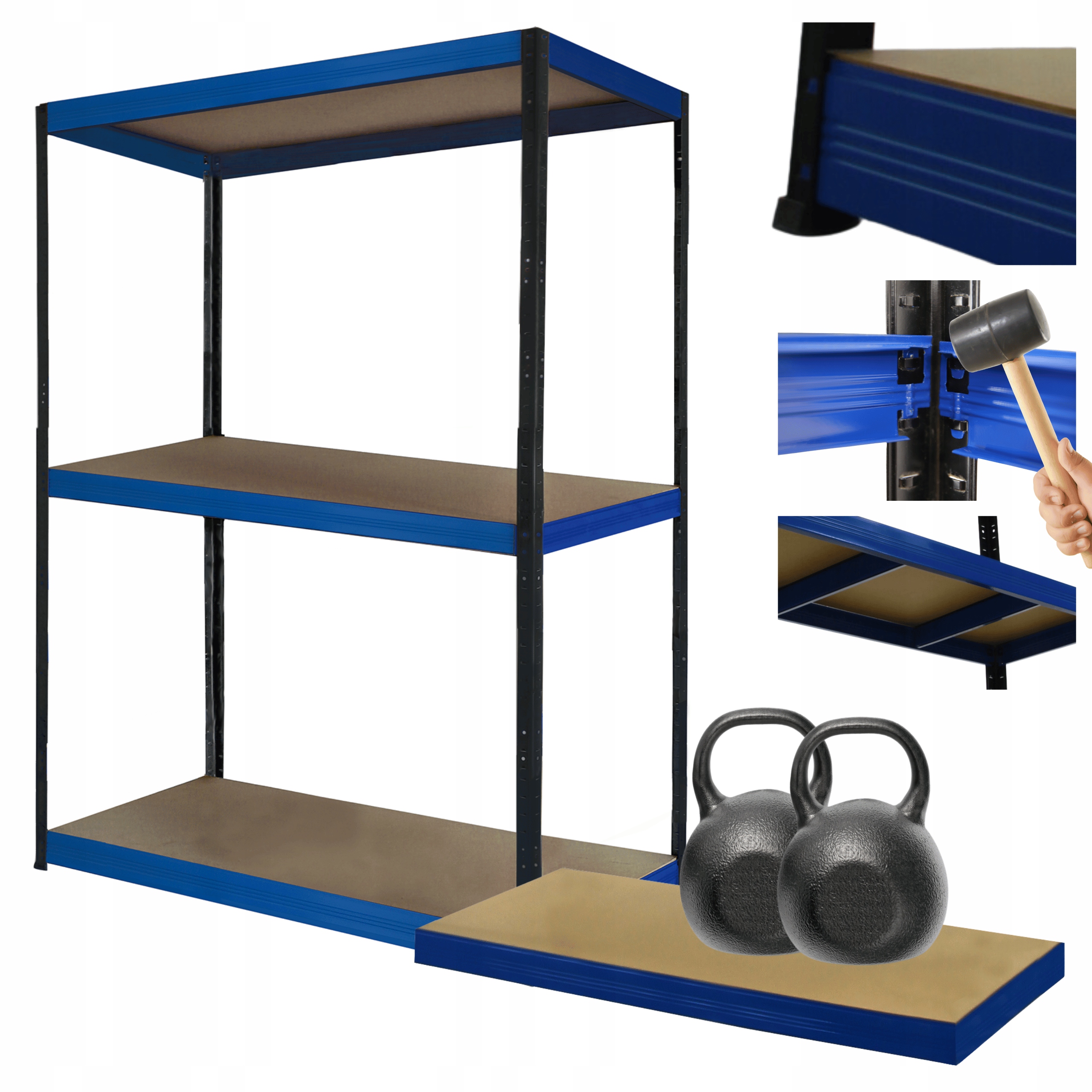 Skladovací regál garážový kovový stojan Helios 106x100x60 cm 3Px275 kg