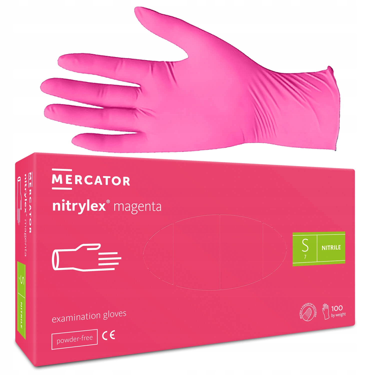 Перчатки нитриловые розовые Mercator Nitrylex Magenta 100 шт.