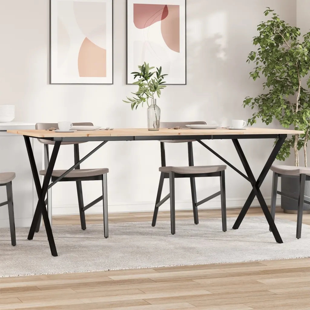 Jídelní stůl s X rámem 180 x 90 x 75 cm borové dřevo a ocel Hnědá 3282700