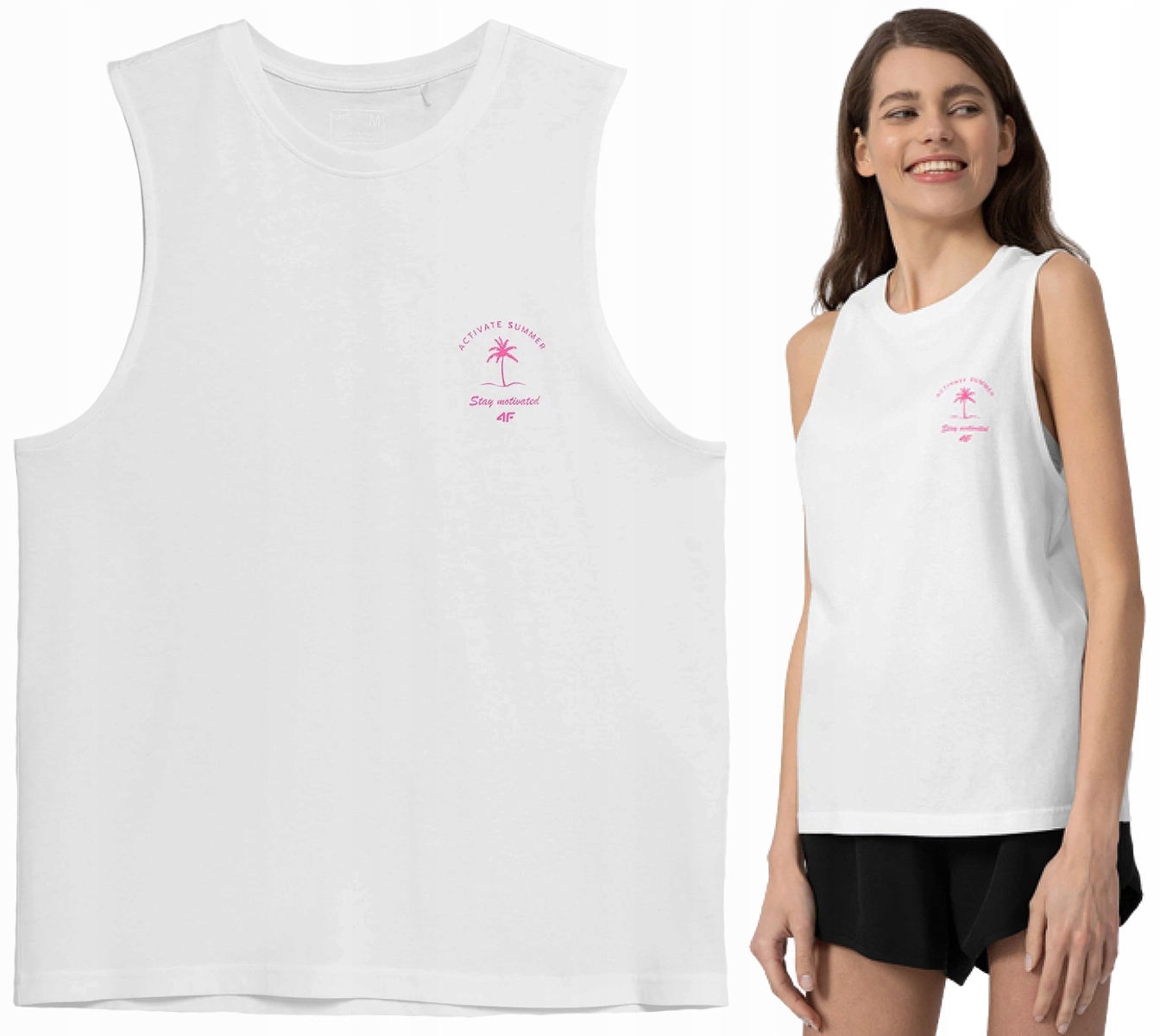 4F BEZRĘKAWNIK DAMSKI SPORTOWY TSHIRT BAWEŁNIANY