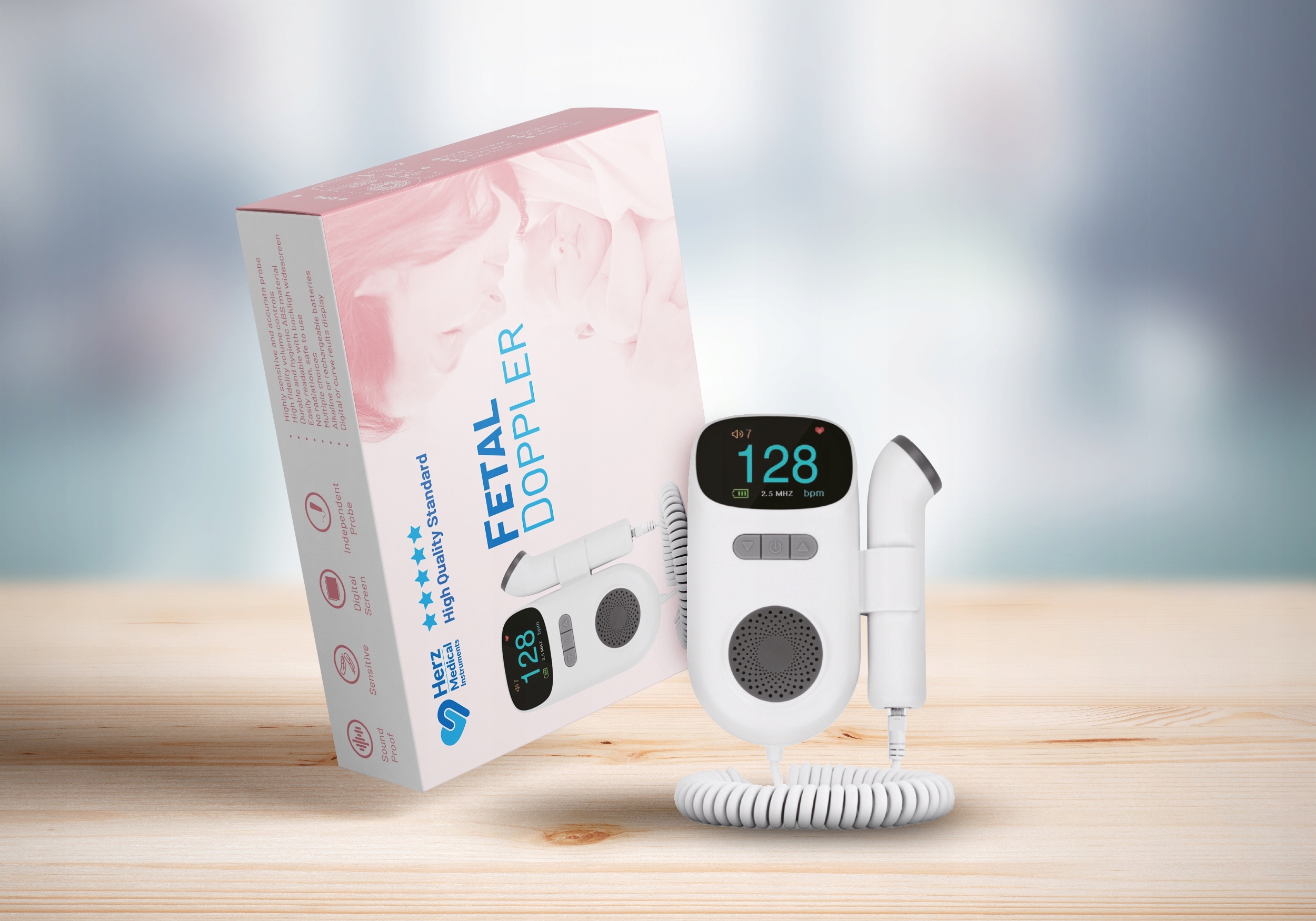 DETEKTOR TĘTNA PŁODU MONITOR TĘTNA DZIECKA HERZ MEDICAL PRODUKT PREMIUM Marka inna marka