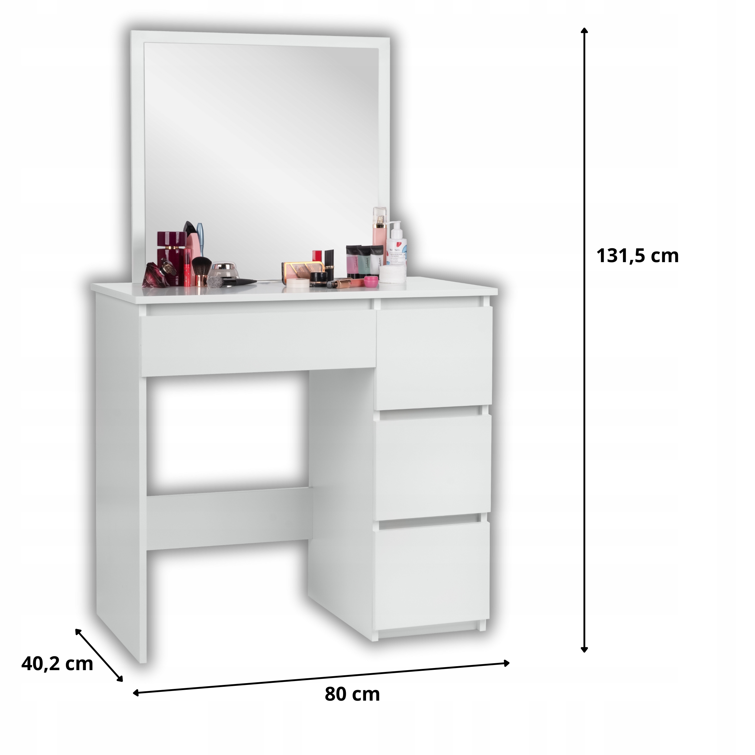 BIAŁA TOALETKA KOSMETYCZNA Z DUŻYM LUSTREM Marka Funfit