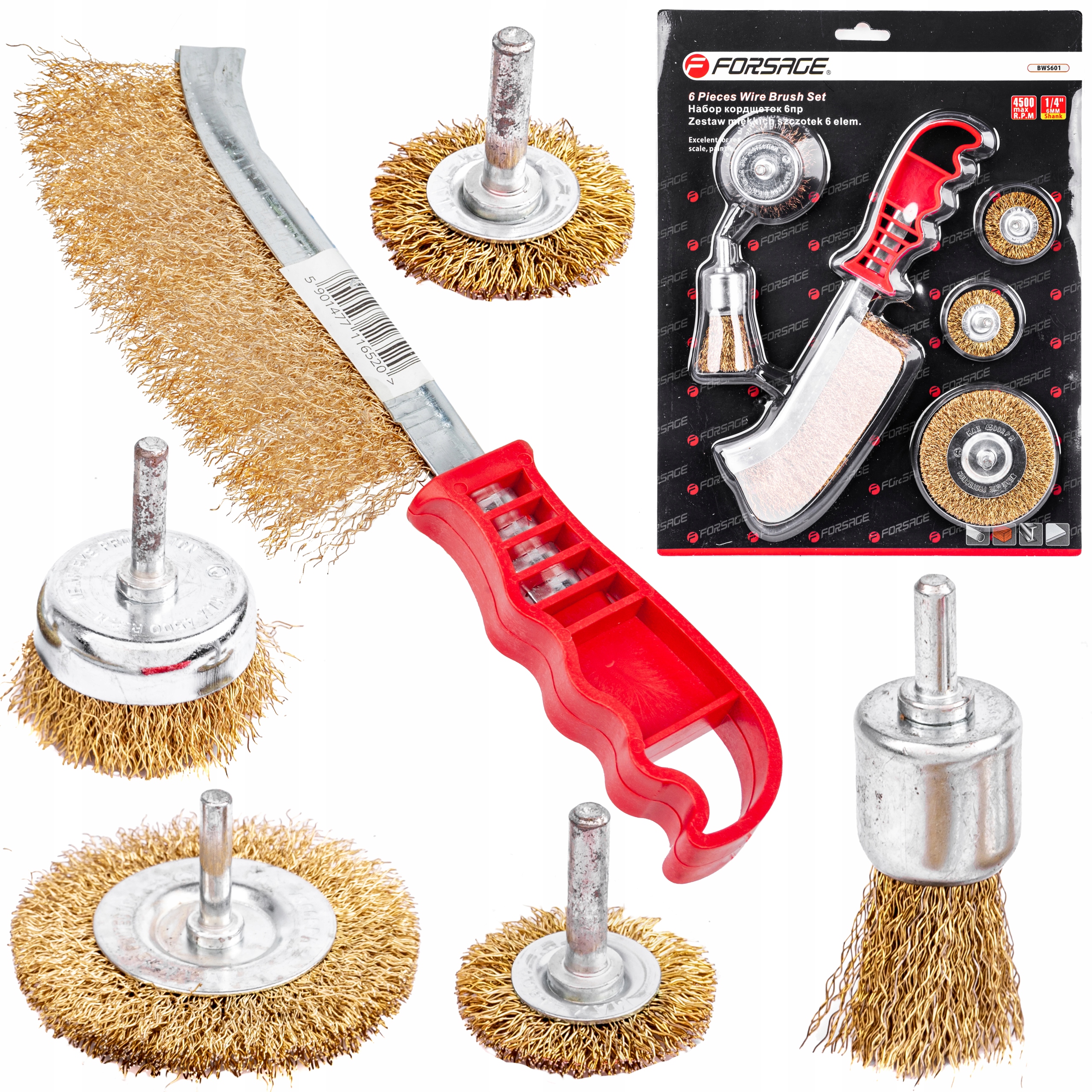 ZESTAW DRUCIANYCH SZCZOTEK DO WIERTARKI MOSIĘŻNA 6