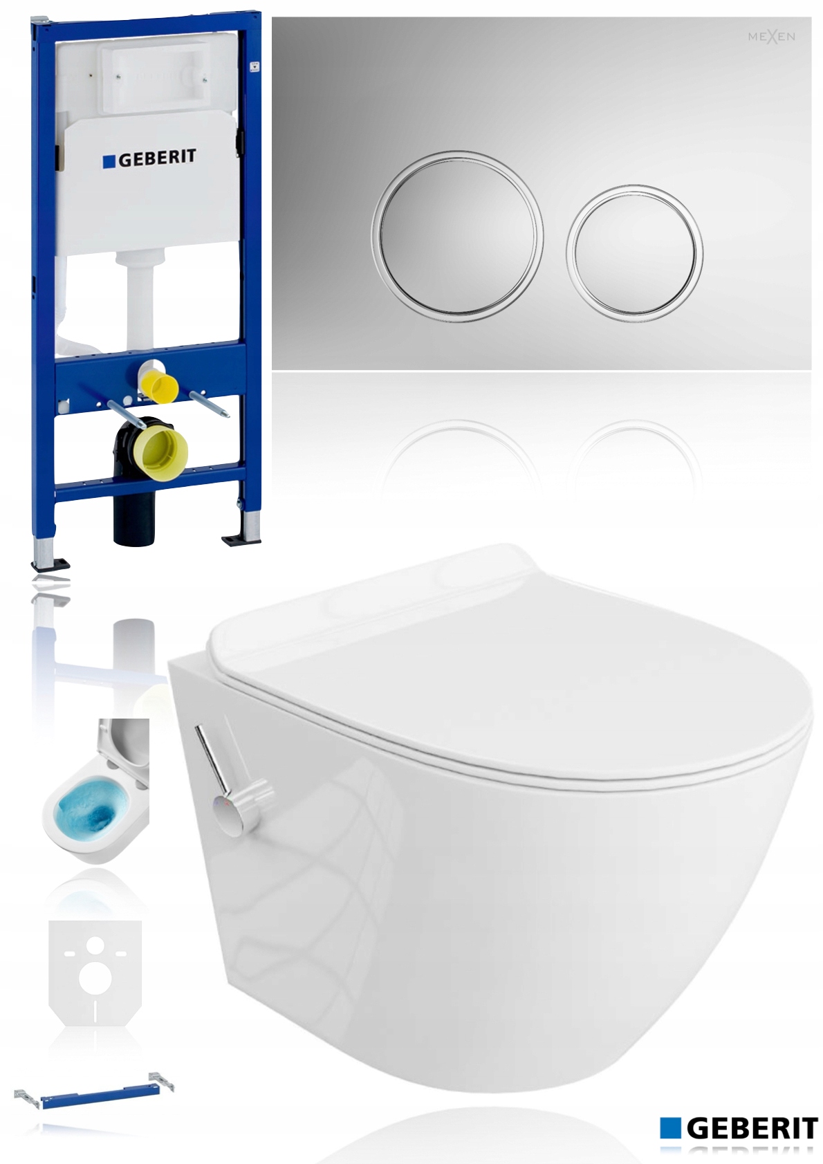 Geberit stelaż 111.170.00.2 miska wirowa Wc funkcja bidet 2w1 Chrom Połysk
