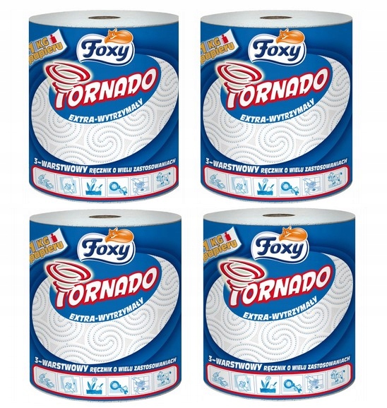 

4x Ręcznik papierowy papier Foxy biały Tornado