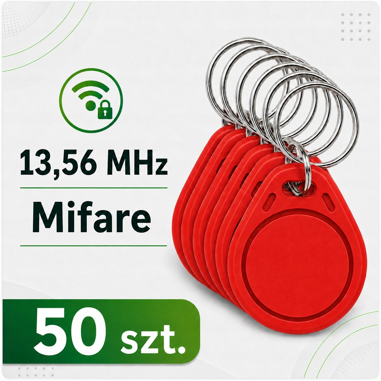 Sada přívěsek na klíče 13,56 MHz Mifare Mia MFB1 Červená 50 ks tagů