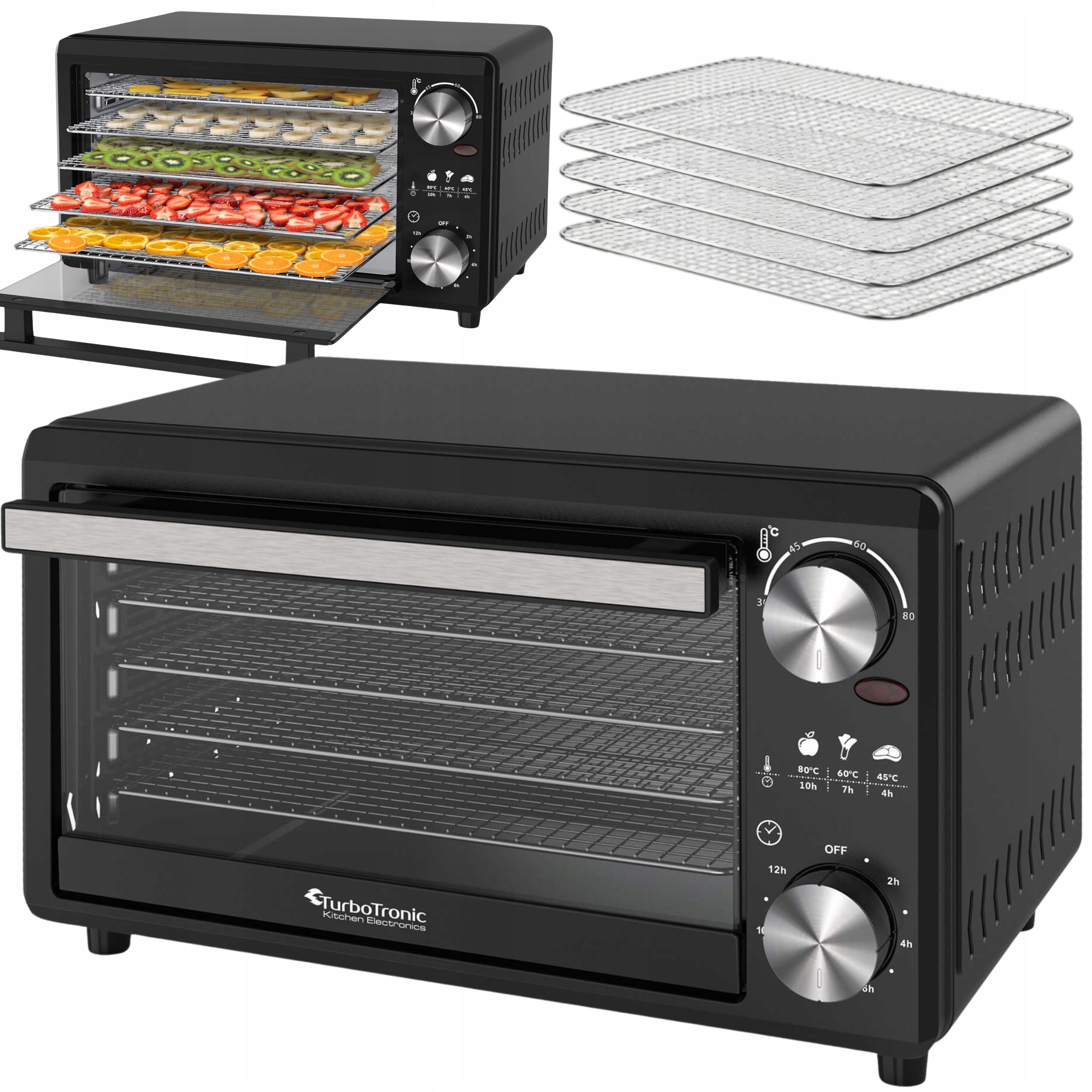 Sušička Dehydratátora Na Huby, Ovocie, Zeleninu, Mäso 14 L 350 W 30-80° C 5 Sit