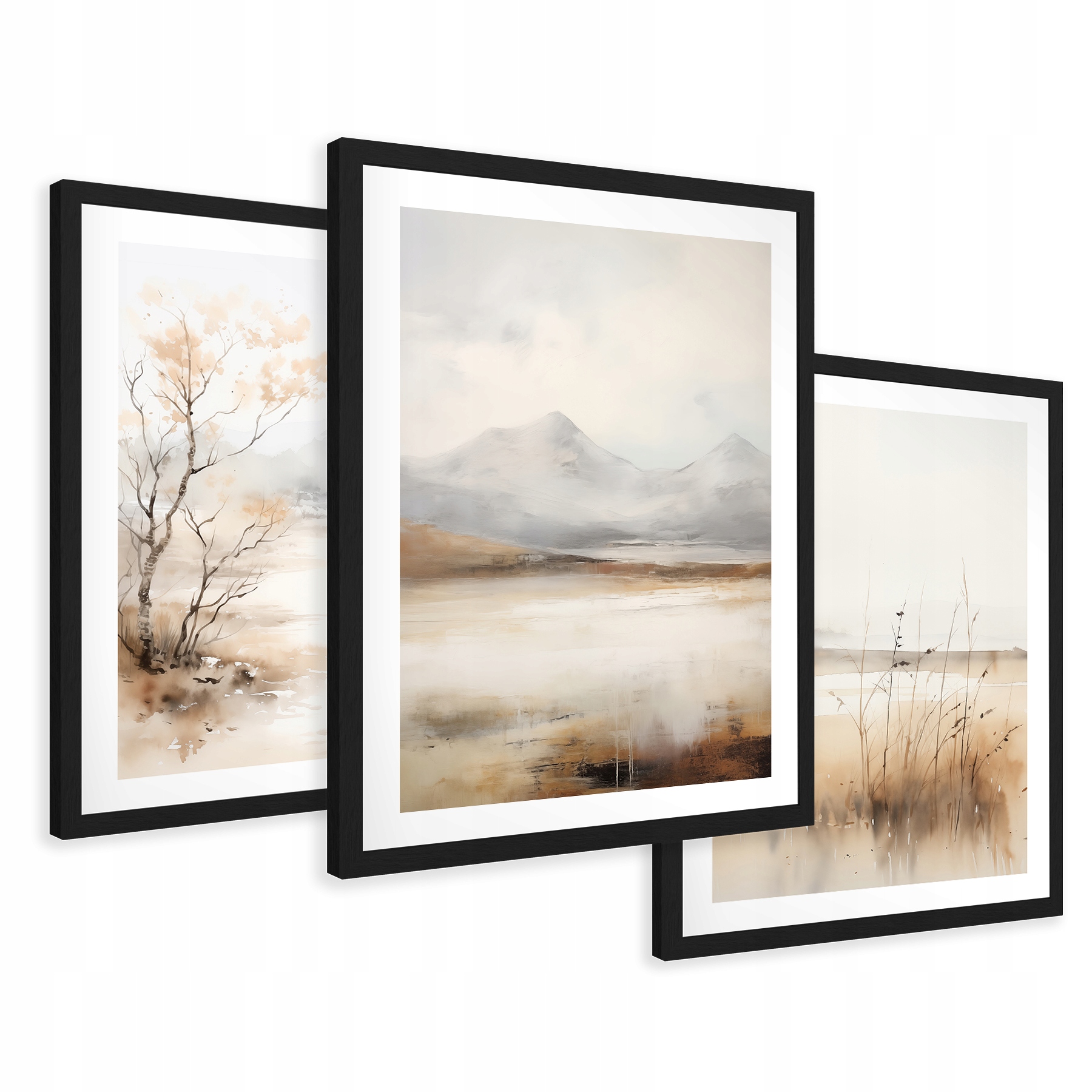 Zestaw Obrazy w ramie plakaty pampas góry krajobraz pejzaż tryptyk 43x99