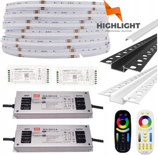 40 m Sada Vodotesná Fasáda Kontinuálna Linka Cob Rgbw Profil GK6-3+Klobúk C1