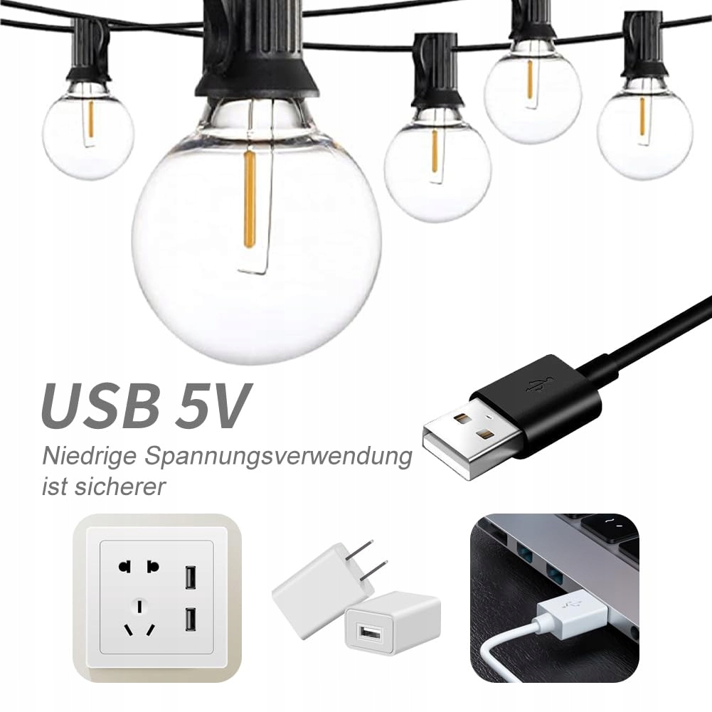 FOROUREYES 15M USB LED LAMPKI ZEWNĘTRZNE WODOODPORNE DO OGRODU I IMPREZ — miniatura 6