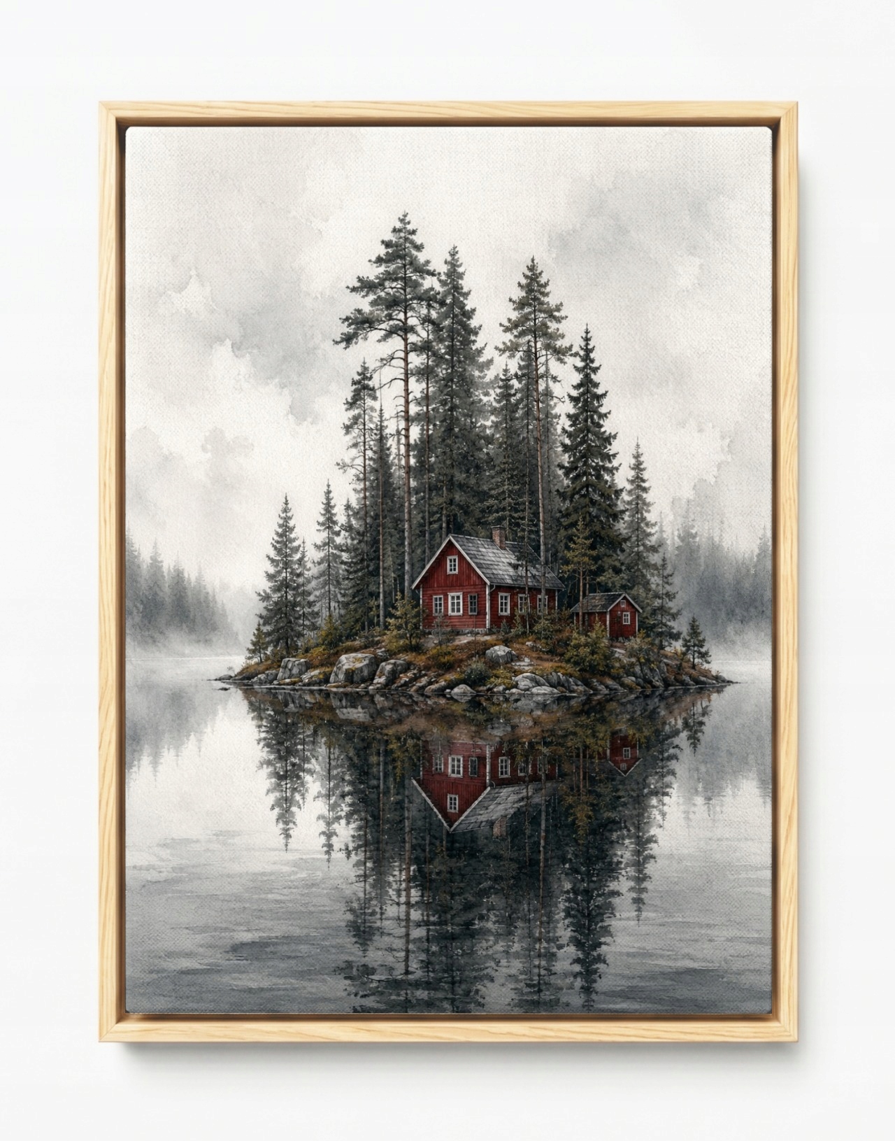 Obraz Rám American Box Krajina Nórsko Fiord Ostrov Dom Lovrafjorden 60x80