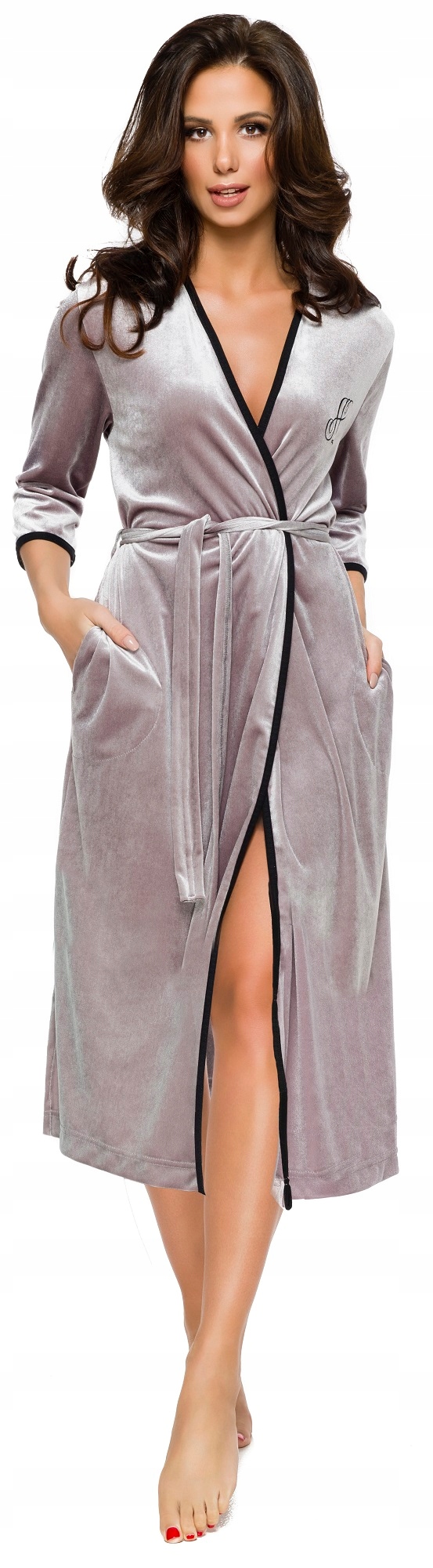 DŁUGI MIĘKKI MIŁY SZLAFROK WELUROWY PODOMKA M Marka L&L