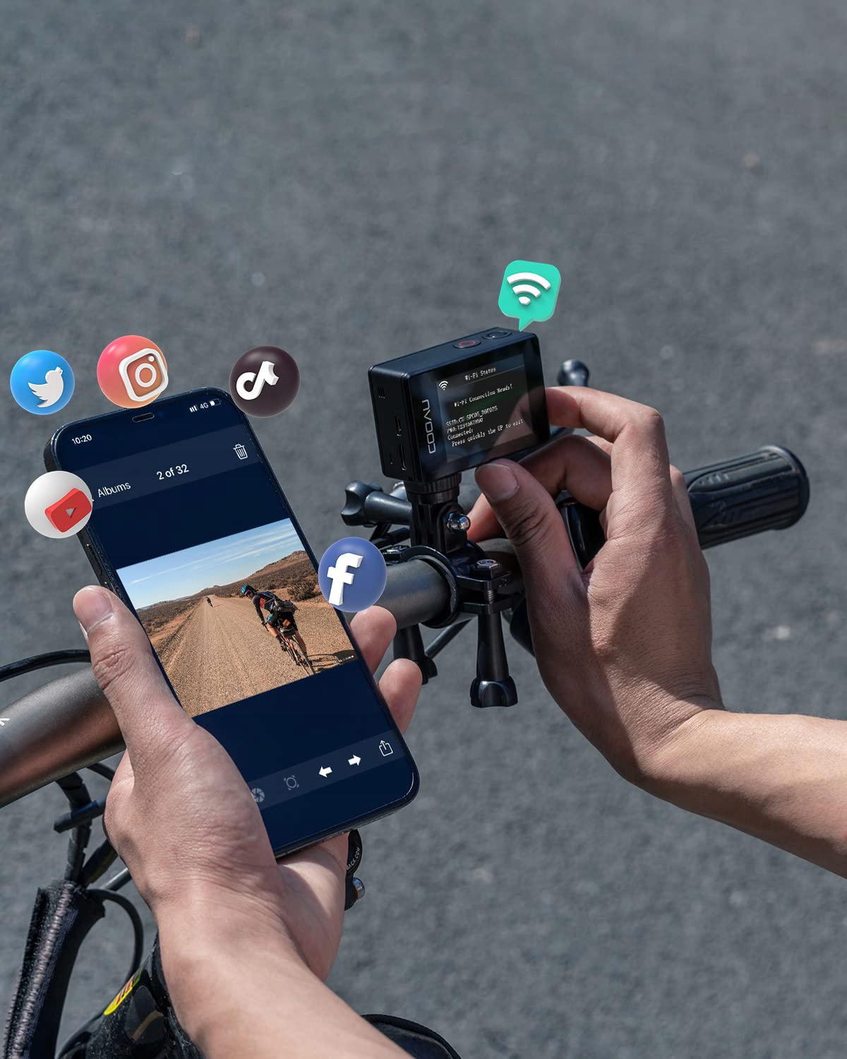 SPORTOWA KAMERA WIFI 4K 24MP 60FPS UHD Mikrofon Z Redukcją Szumów 2x1350mAh Jakość zapisu 4K UHD