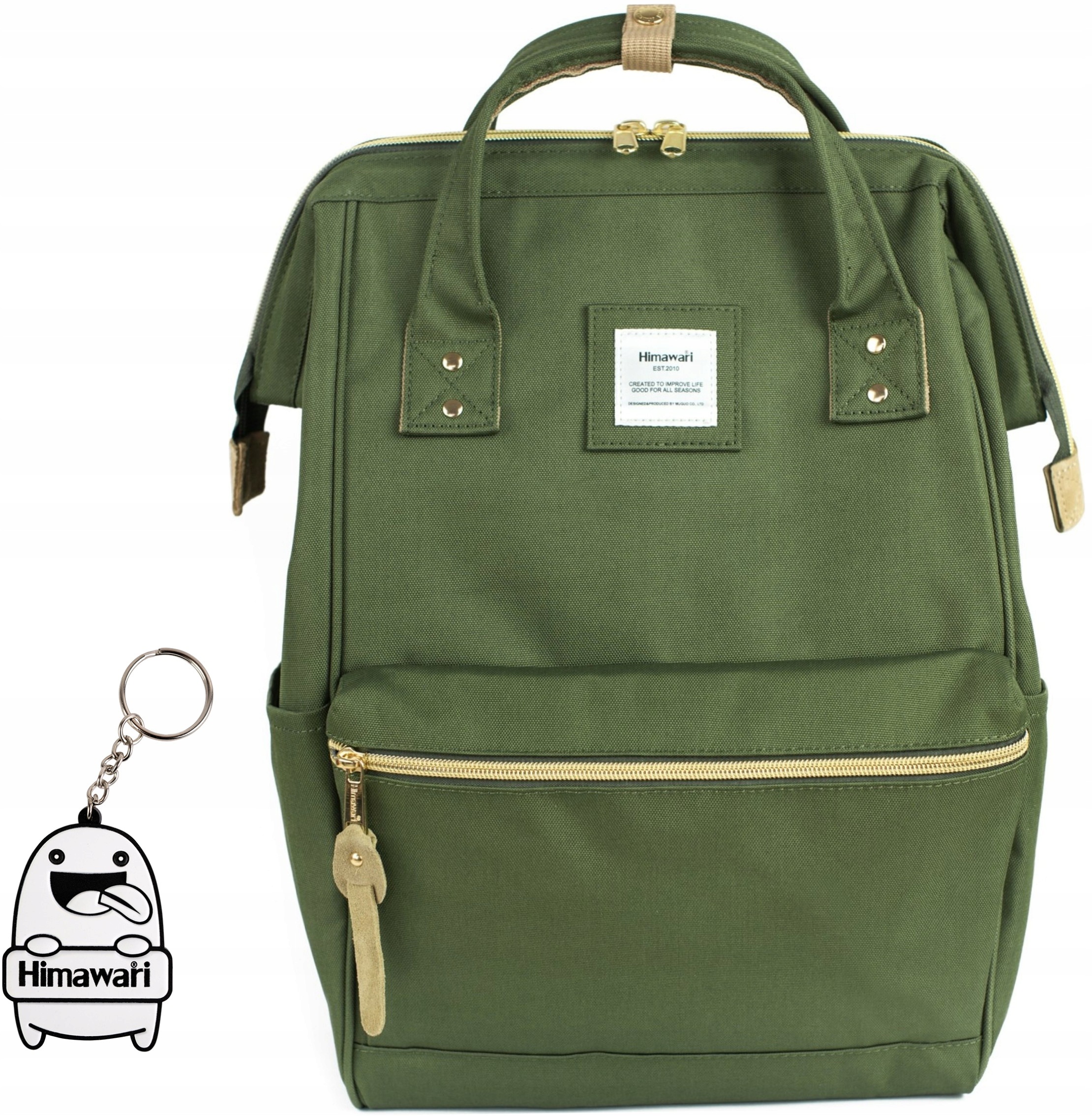 Plecak damski miejski Himawari Classic do szkoły lekki codzienny Khaki