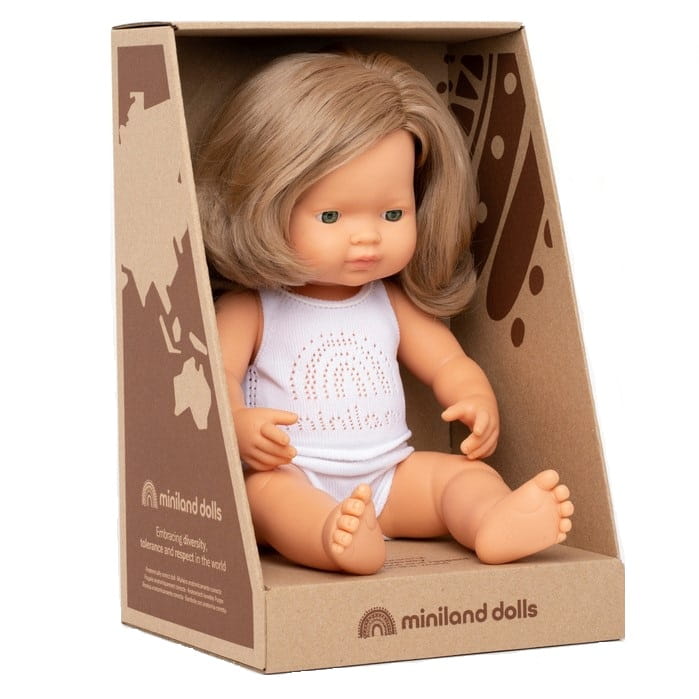 

Miniland Lalka dziewczynka Europejka Ciemny Blond