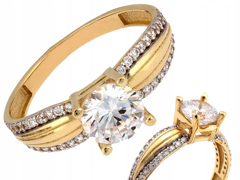 Elegantní prstýnek 585 14kt s zirkony ze žlutého a bílého zlata 2.62 g