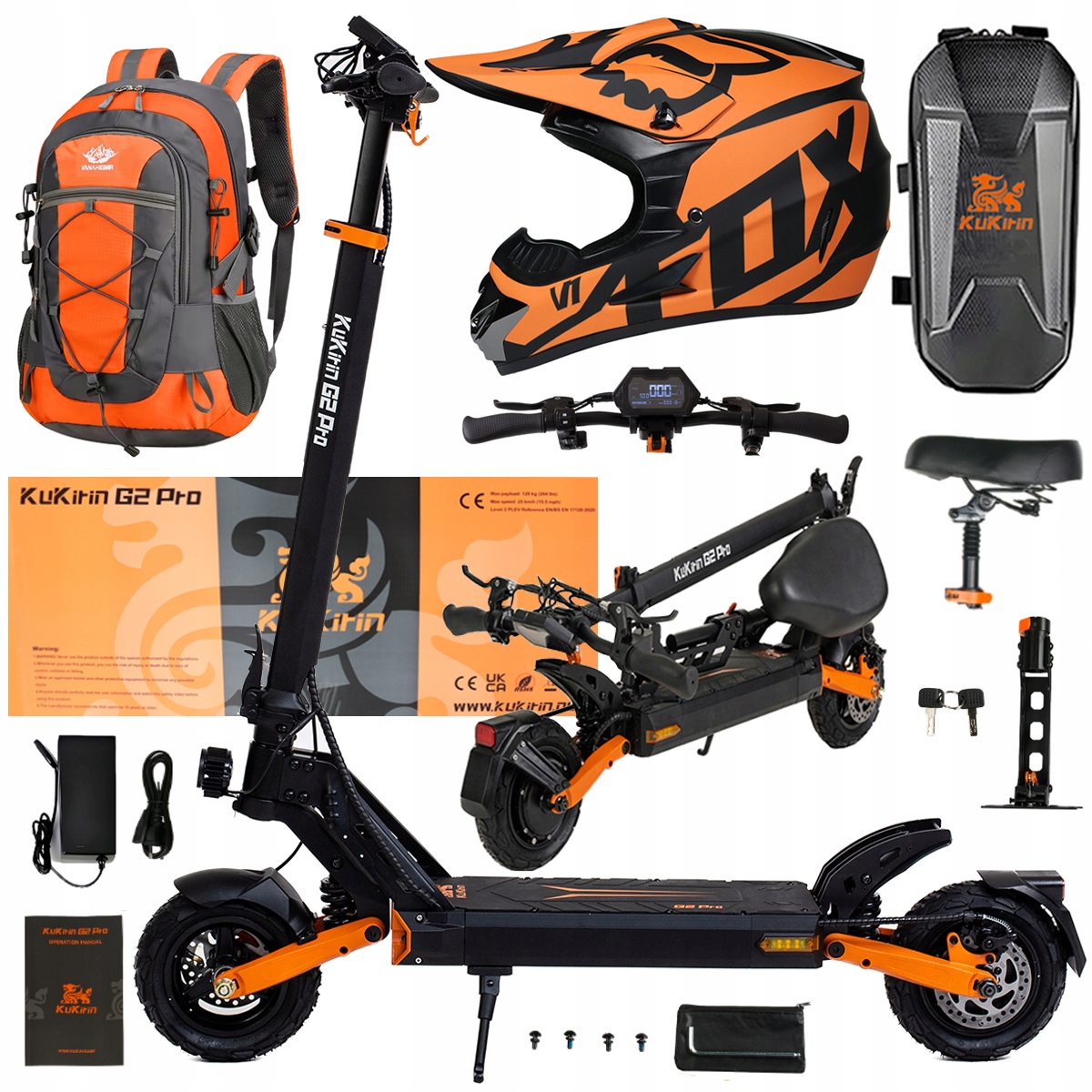 Składany Pojazd Elektryczny Kukirin G2 Pro 1000W 48V 15.6AH 45KM/H +Prezent
