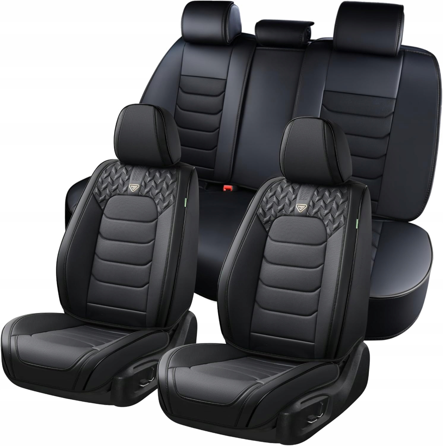5pcs Car Seat Covers Pu Leather Waterproof Universal Black Set