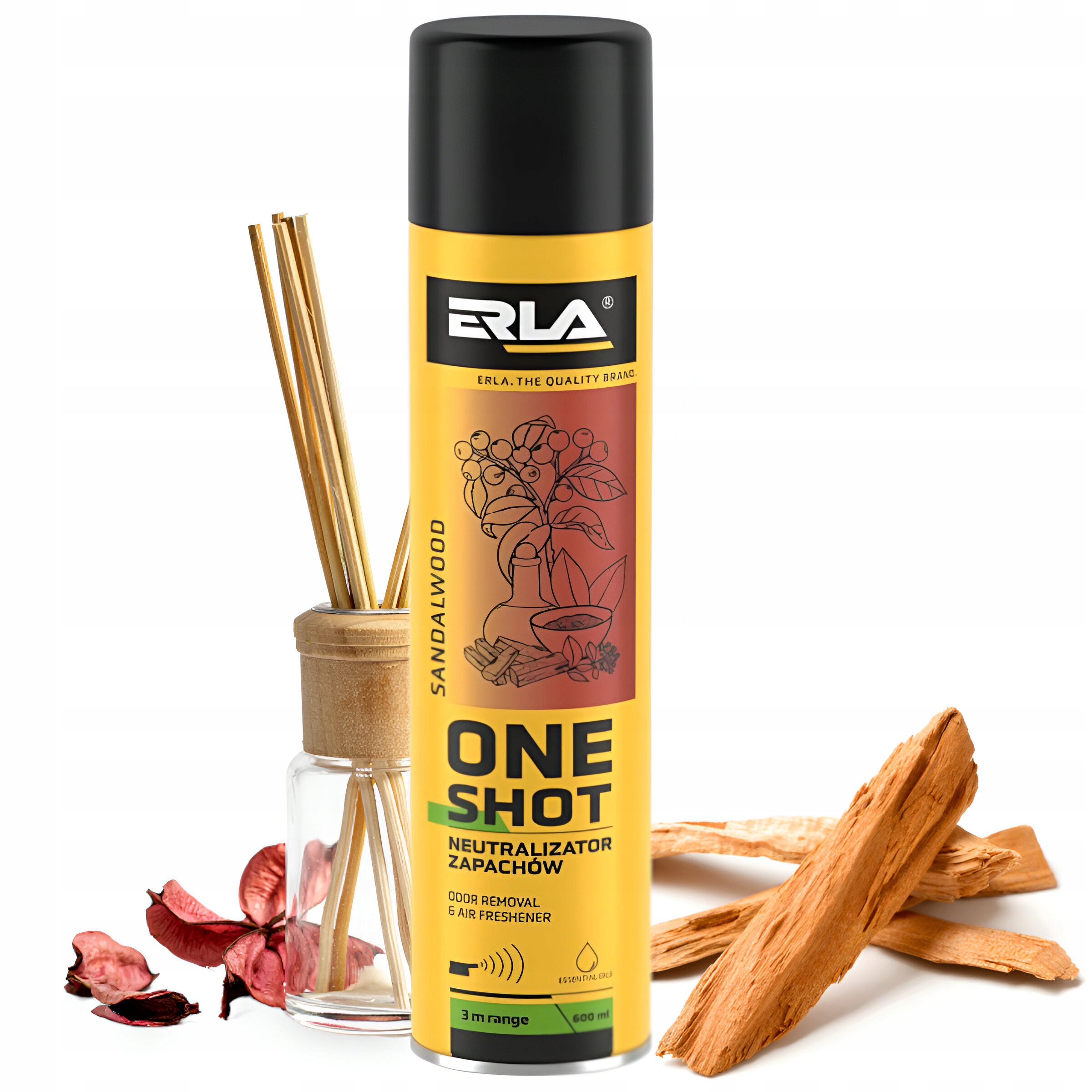 ERLA SANDALWOOD ODŚWIEŻACZ POWIETRZA NEUTRALIZATOR ZAPACHÓW W SPRAYU SHOT