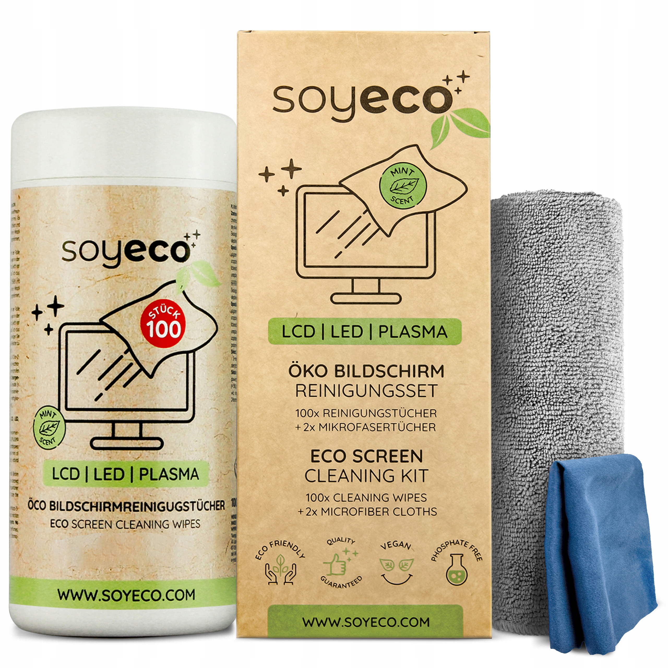 Влажные салфетки для чистки экранов Soyeco 100 шт.