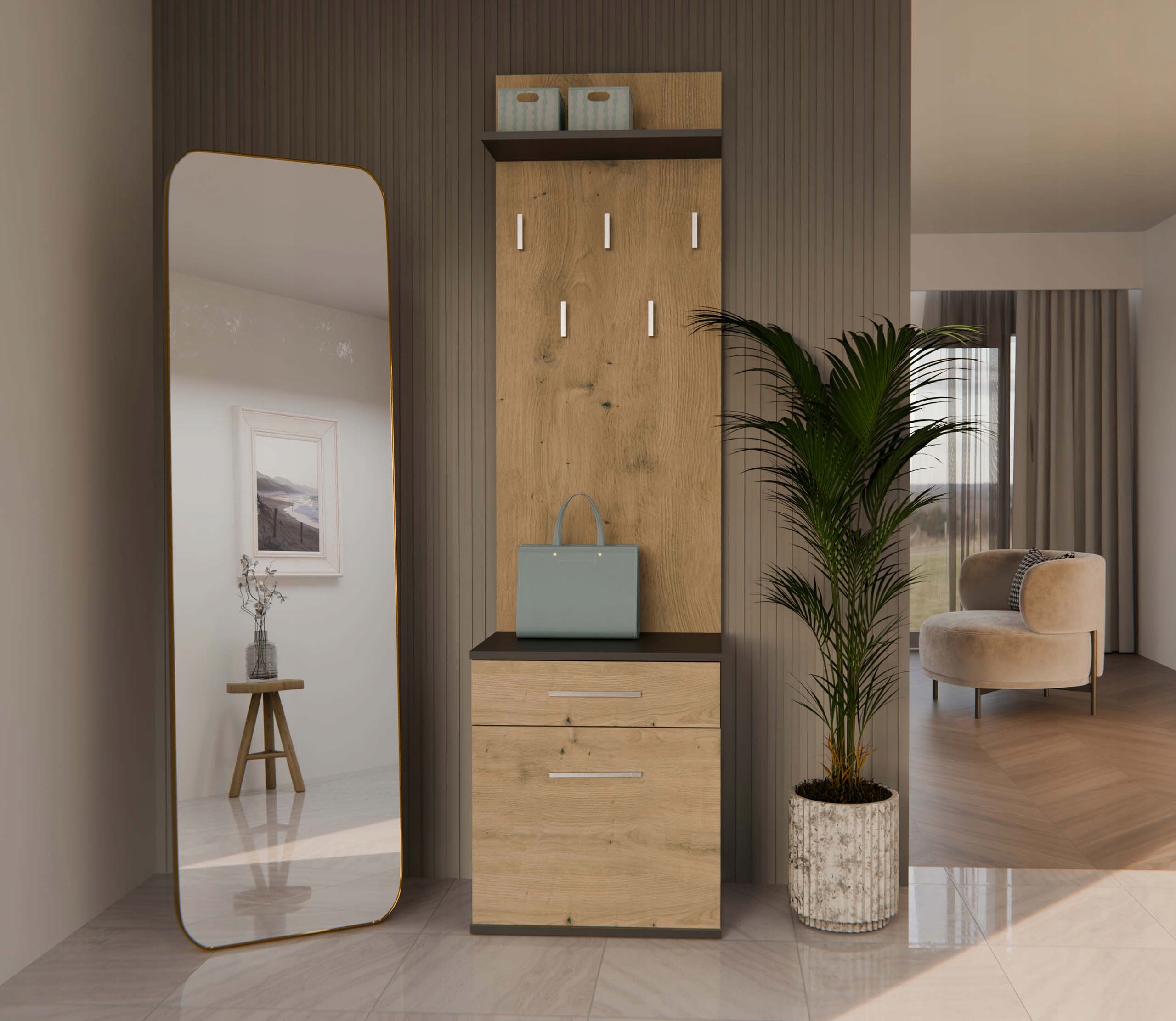 WIESZAK SZAFKA NA BUTY DUO ANTRACYT DĄB ARTISAN Kod producenta DUO WIESZAK ANT/ART