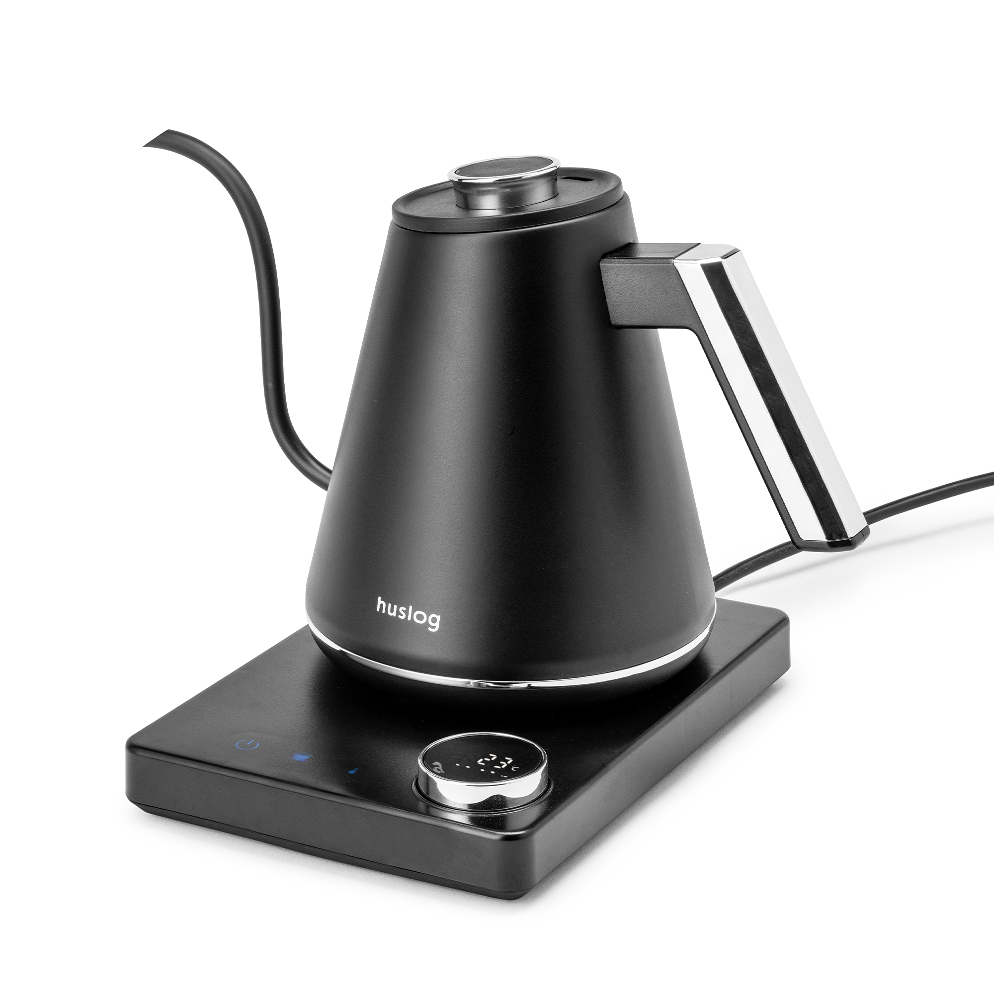 Czajnik elektryczny z podstawką czarno-srebrny 1L regulacja temperatury
