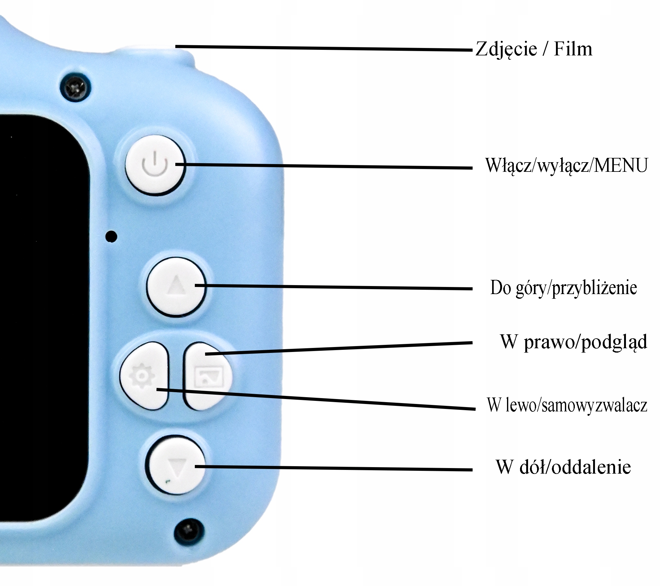 APARAT DZIECIĘCY CYFROWY FOTOGRAFICZNY PIESEK KAMERA GRY SAMOWYZWALACZ XXXL Szerokość produktu 9.5 cm