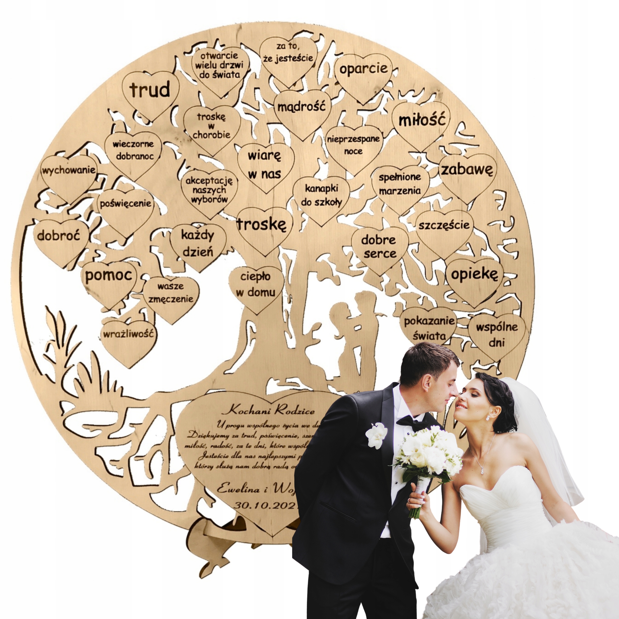 Dárek Stromček Svatební Svatba Rodičům Gravírování Personalizace