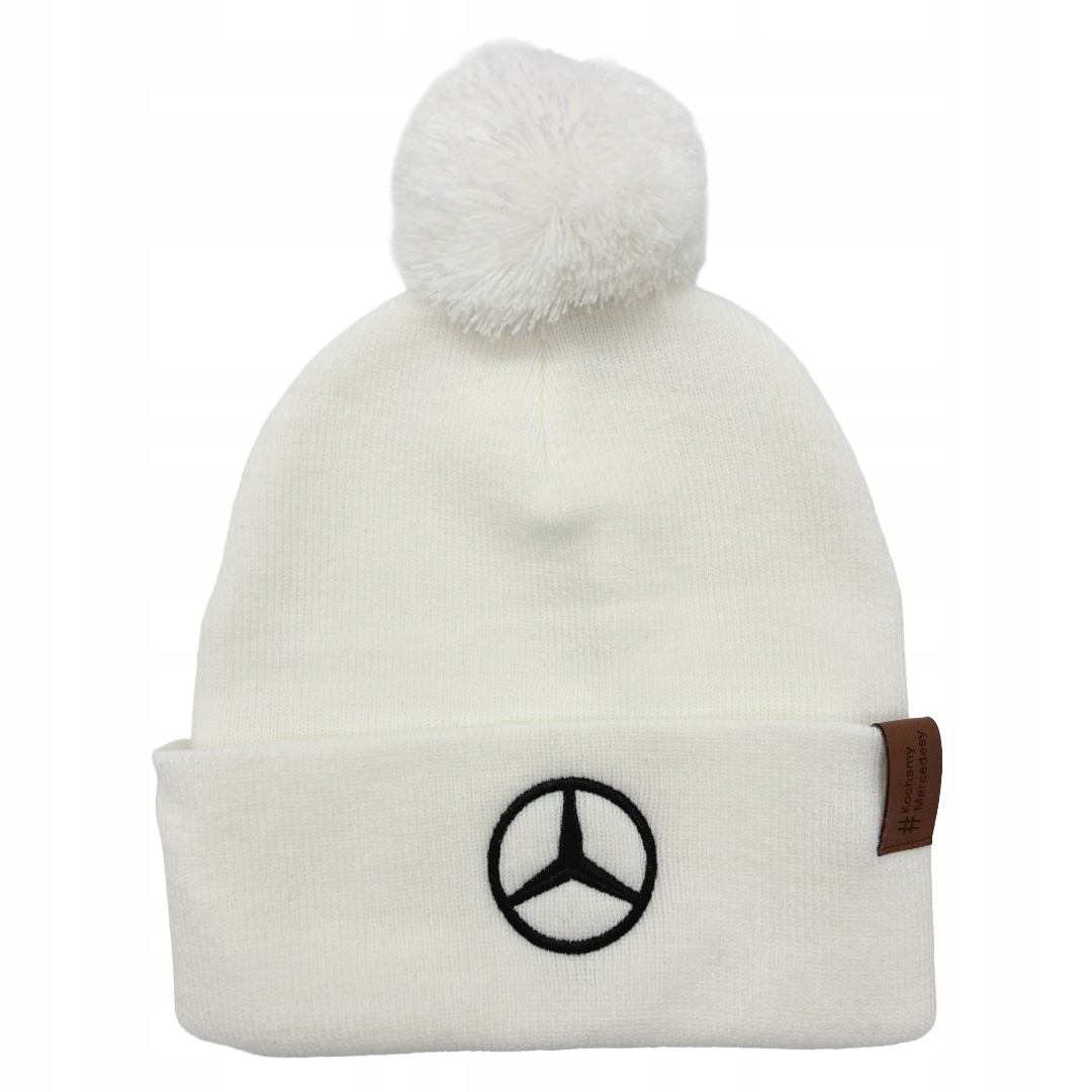 Czapka Zimowa Mercedes-benz Biała Z Pomponem