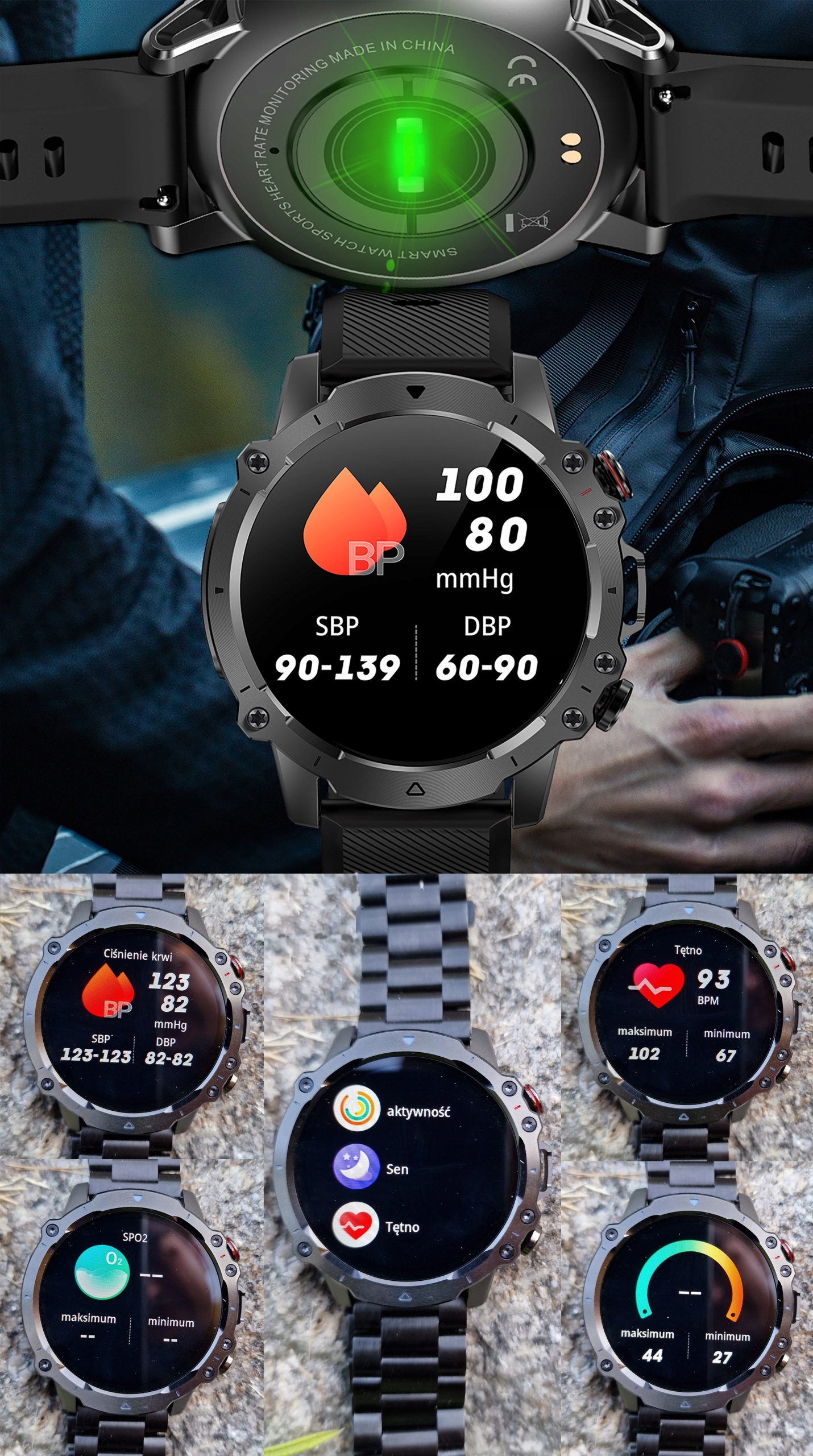 SMARTWATCH ZEGAREK AMOLED MĘSKI SPORT PULS ROZMOWY SMART WATCH WODOODPORNY Rodzaj cyfrowe