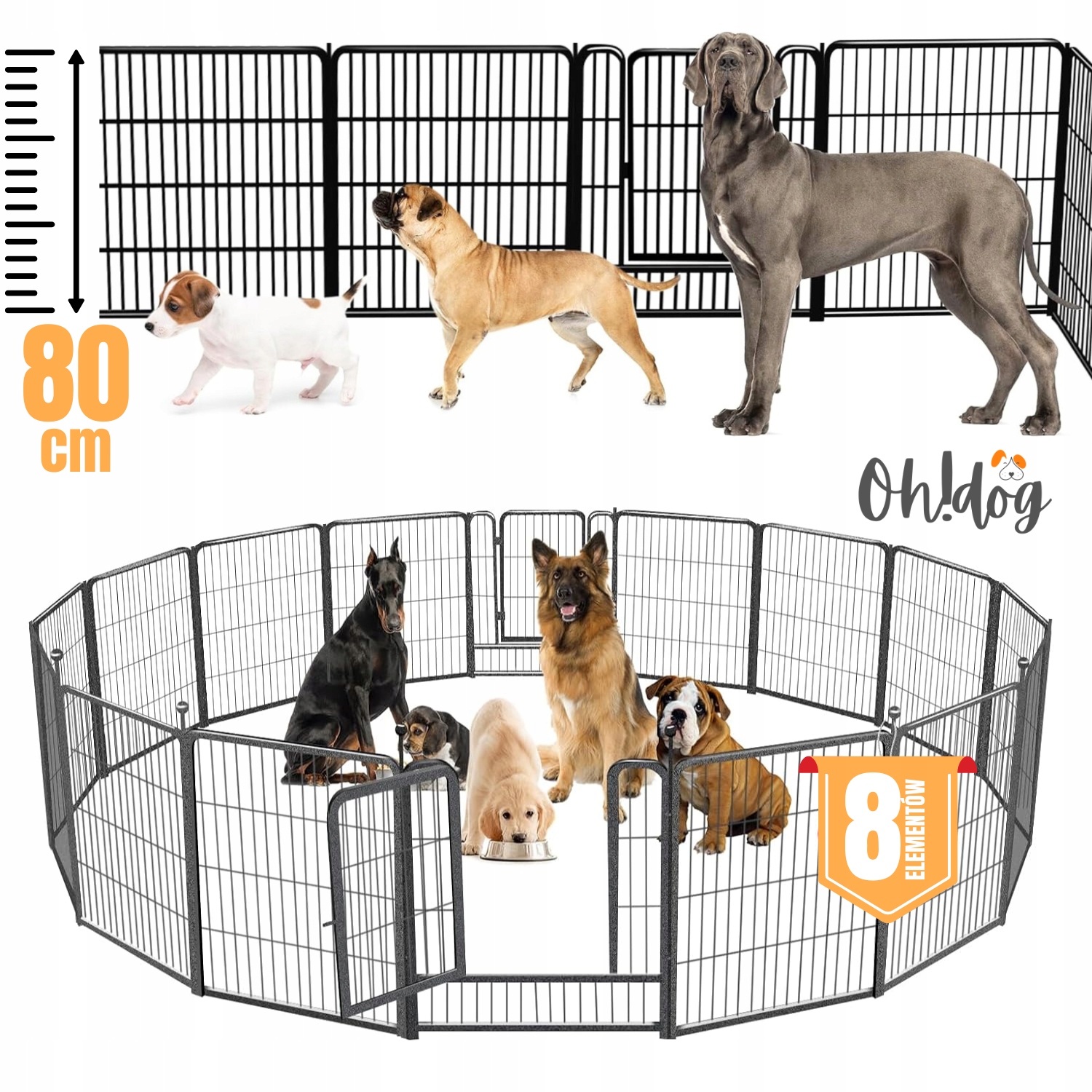Kojec XXL Zagroda Modułowa 80 wys. Wybieg dla Psa Klatka Hodowlana Metalowa
