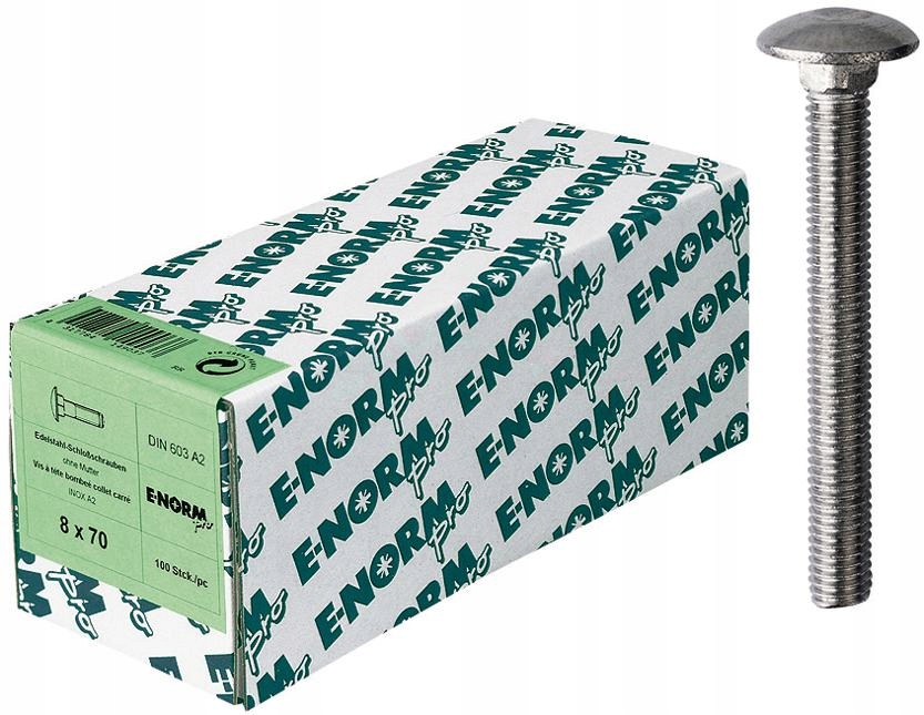 Zámkové šrouby DIN603 bez matice M8x40mm 100 kusů E-NORMpro