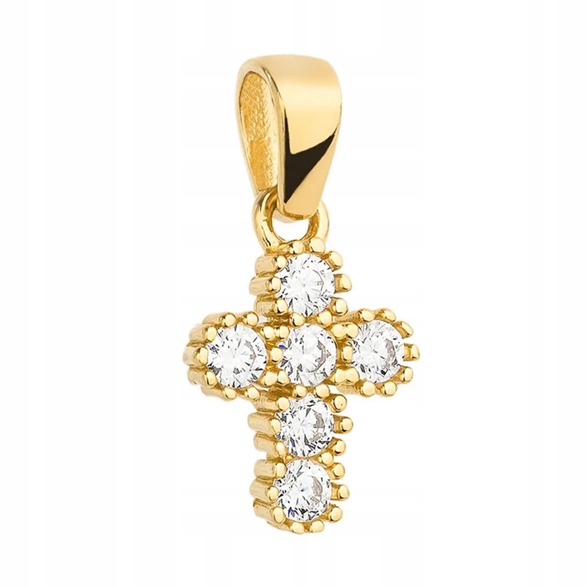 Zlatý Křížek Kříž pr. 585 14k Klasický s zirkony jako Dárek Krabička