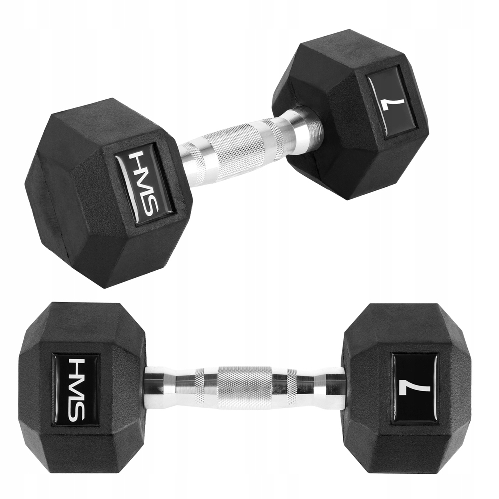 Činky s gumovými závažími pro fitness cvičení a silový trénink Hex 2x7 kg