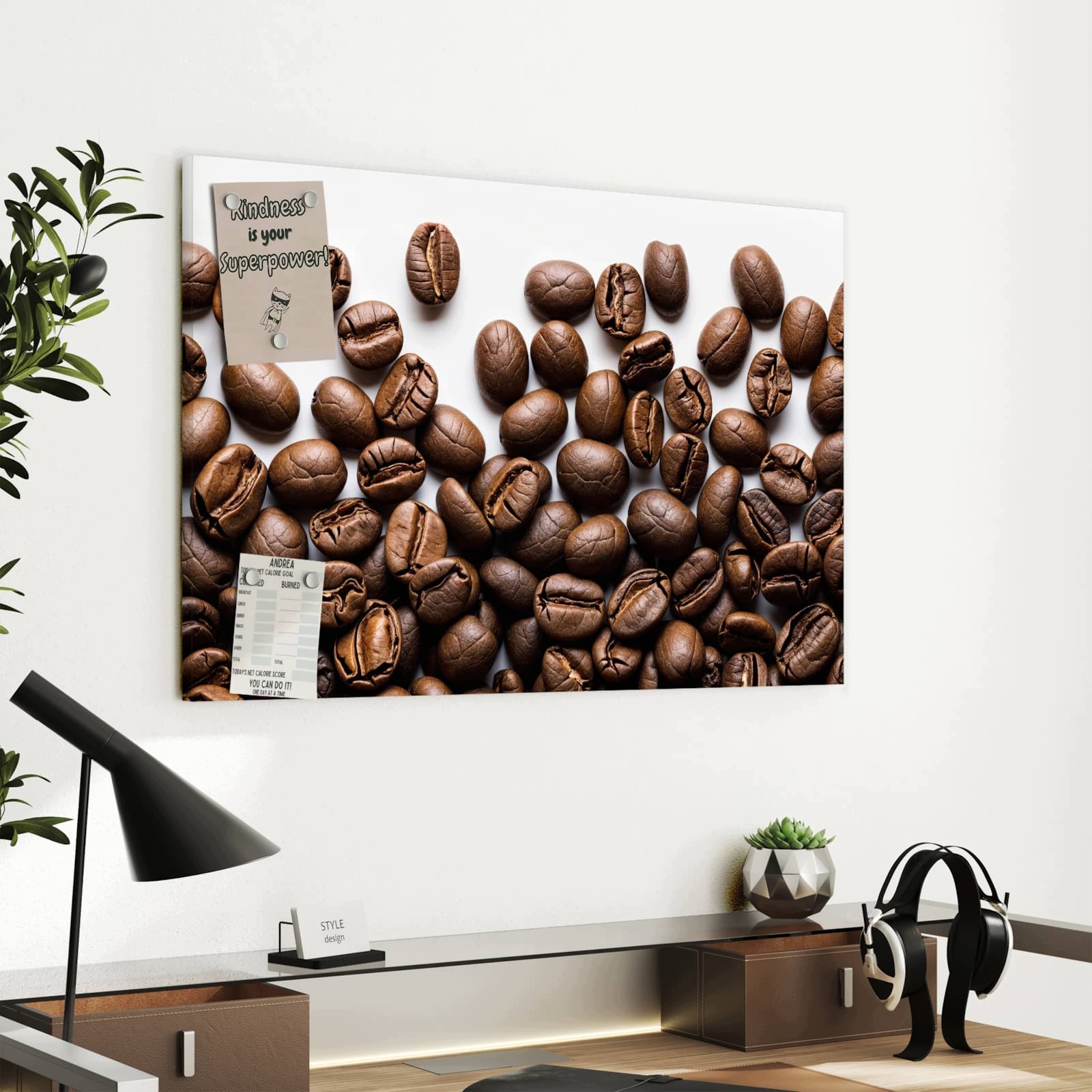 Magnetická tabule Teplé Zrna kávy 60 × 40 cm
