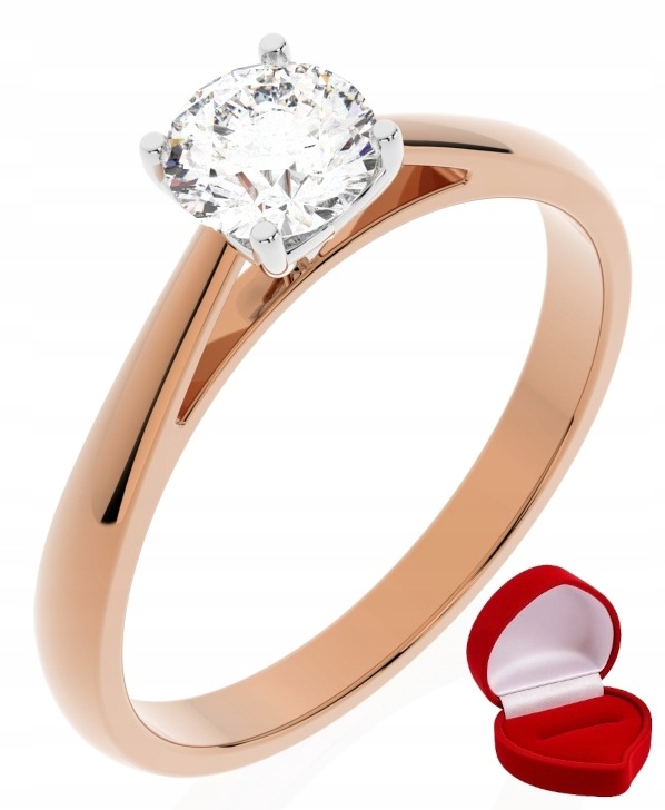 Zlatý Prstýnek 585 14k Brylant Lab 0,50 ct Růžové Zlato R13