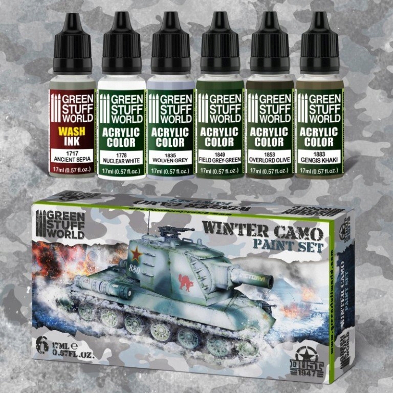 Green Stuff Paint Set Zimní Camo barvy 6x 17ml