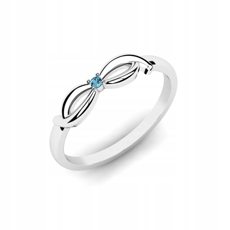 

Pierścionek Białe Złoto Niebieska Cyrkonia 14KR