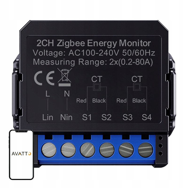 Avatto Měřič Energie ZWPM16-2 Zigbee Obousměrný Pro Úsporu