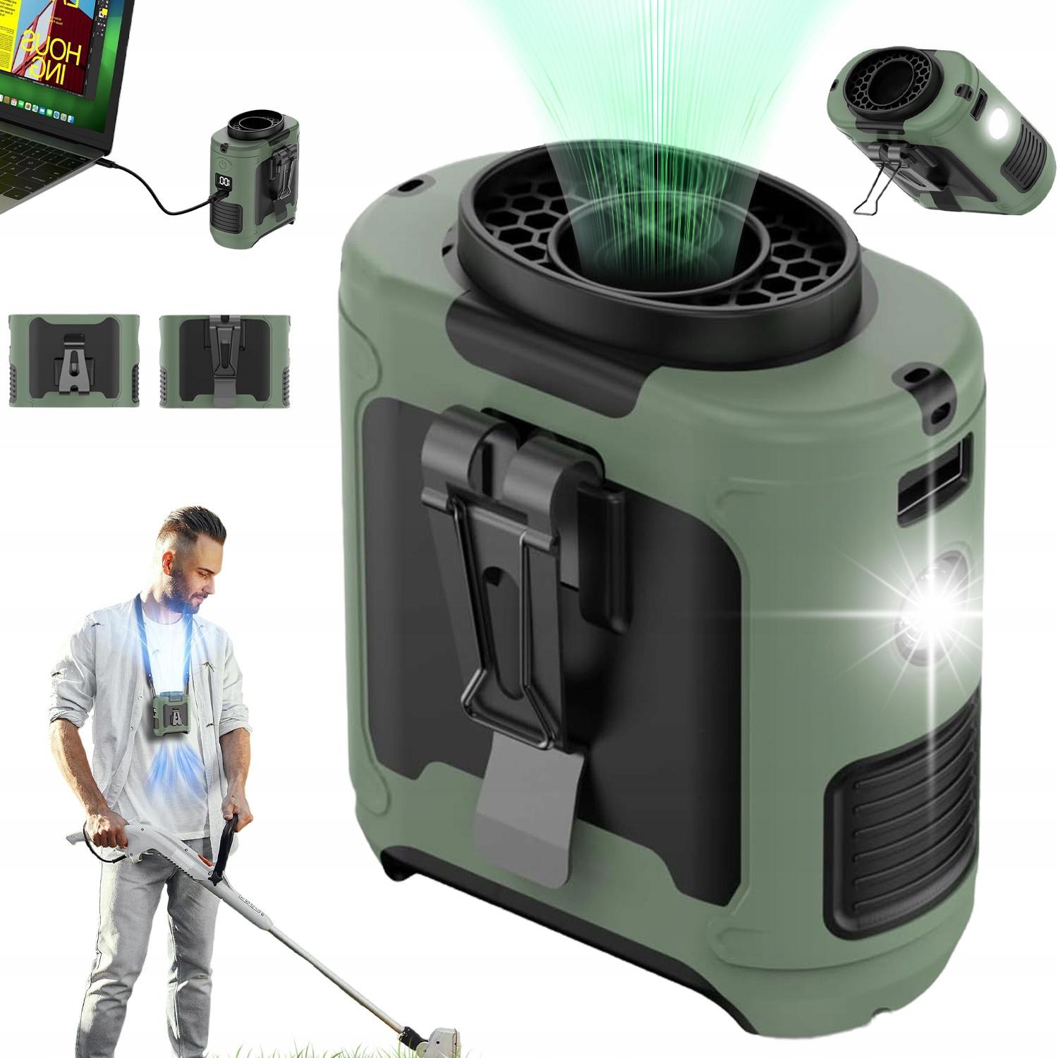 Ventilátor Svítilna S Klipem Na Pas Bezvibrační Motor 16000 Ot/min