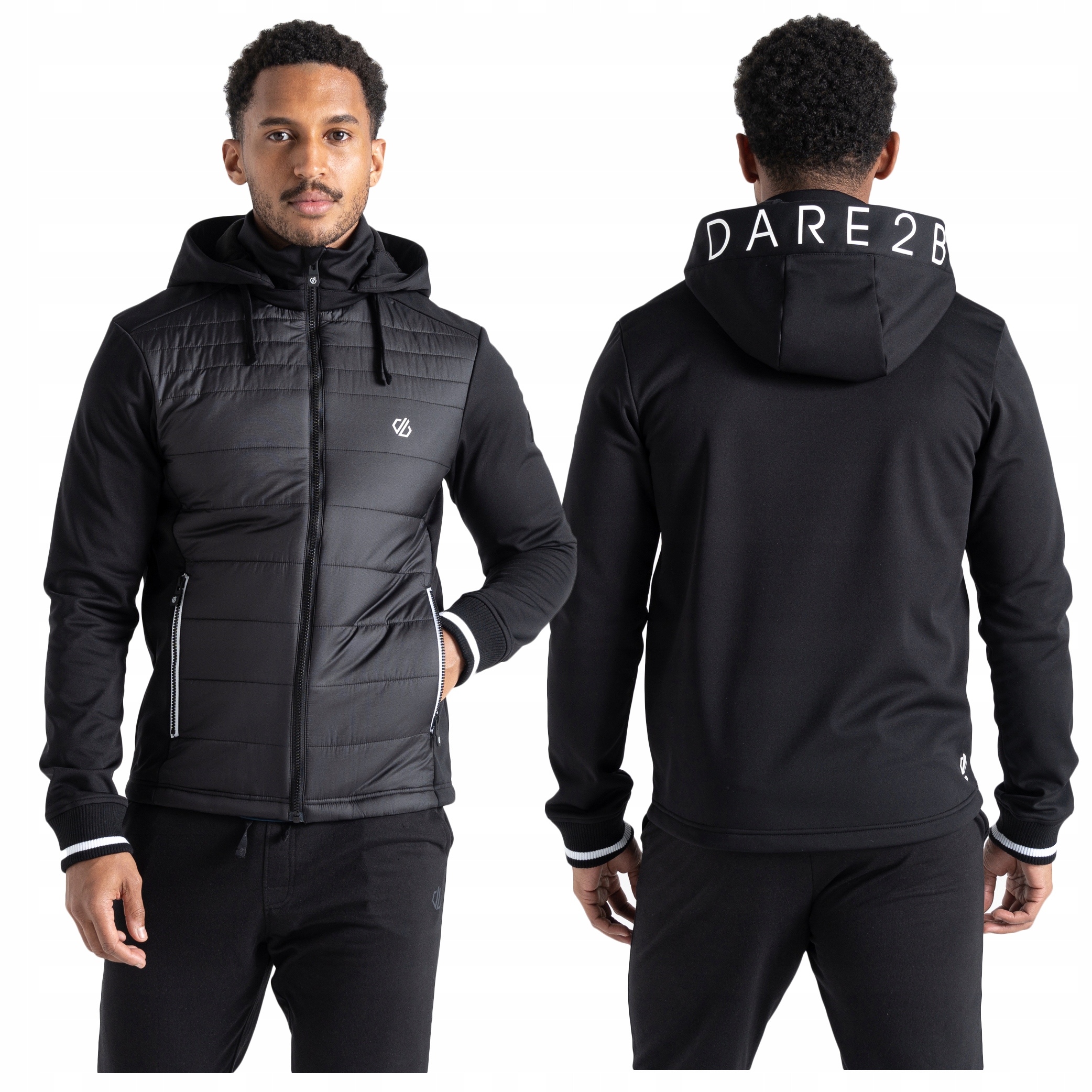 Softshell męski Kurtka rozpinana z kapturem DARE2B termoaktywna czarna XXL