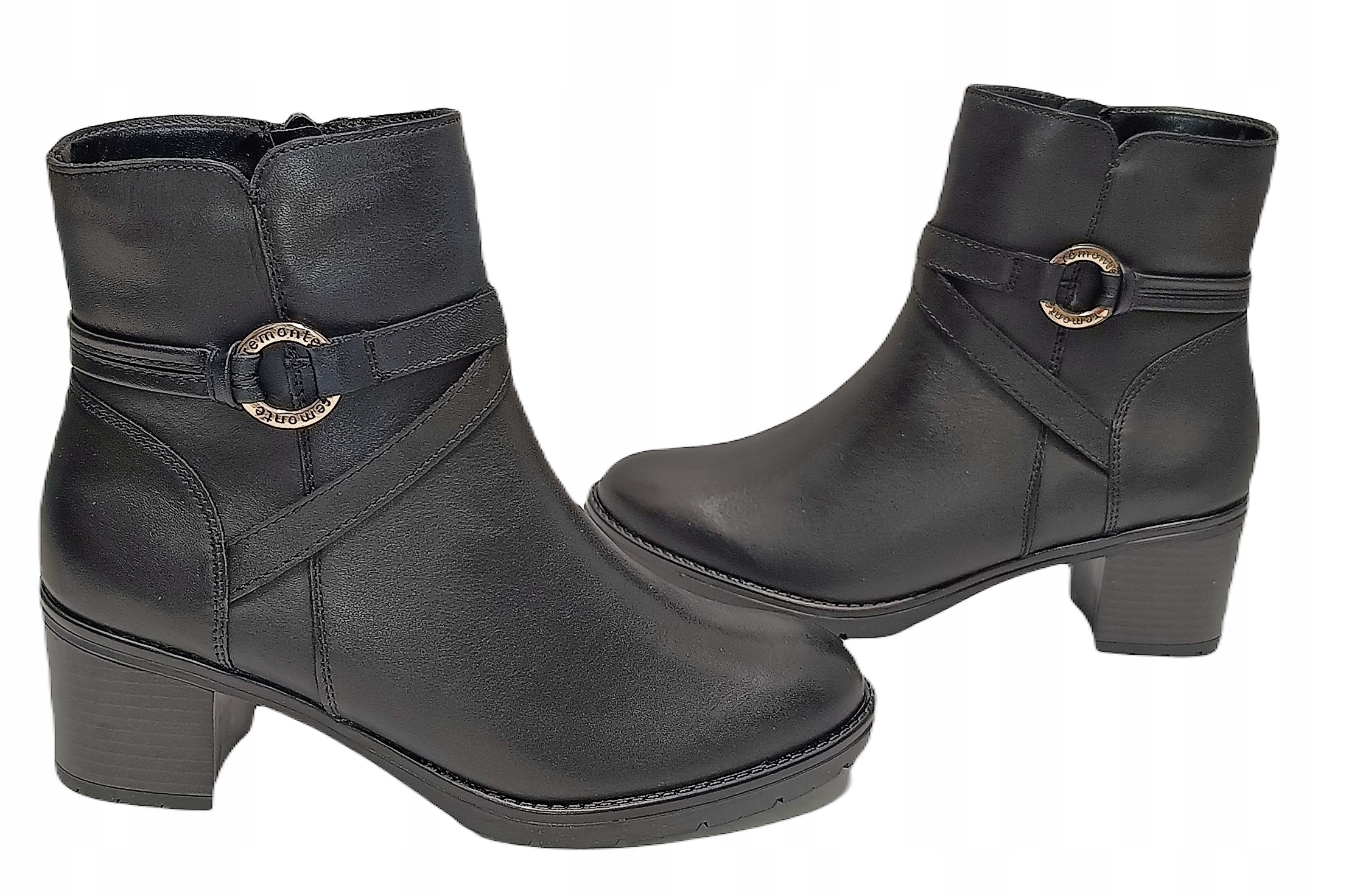 Módní elegantní kotníkové boty s podpatkem Remonte D2A73-00, černá, velikost 39