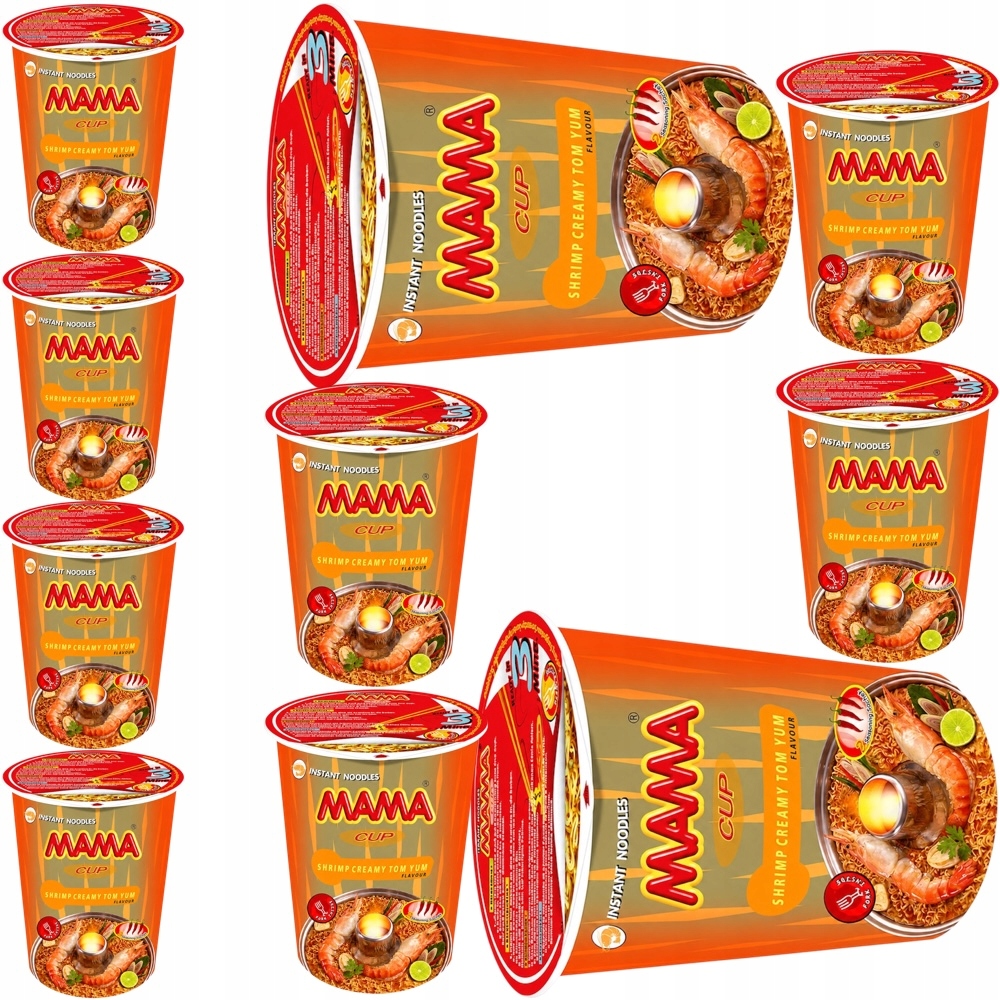 10x Thajská instantní polévka Těstoviny Instant Krevety Tom Yum Cup 70g Mama