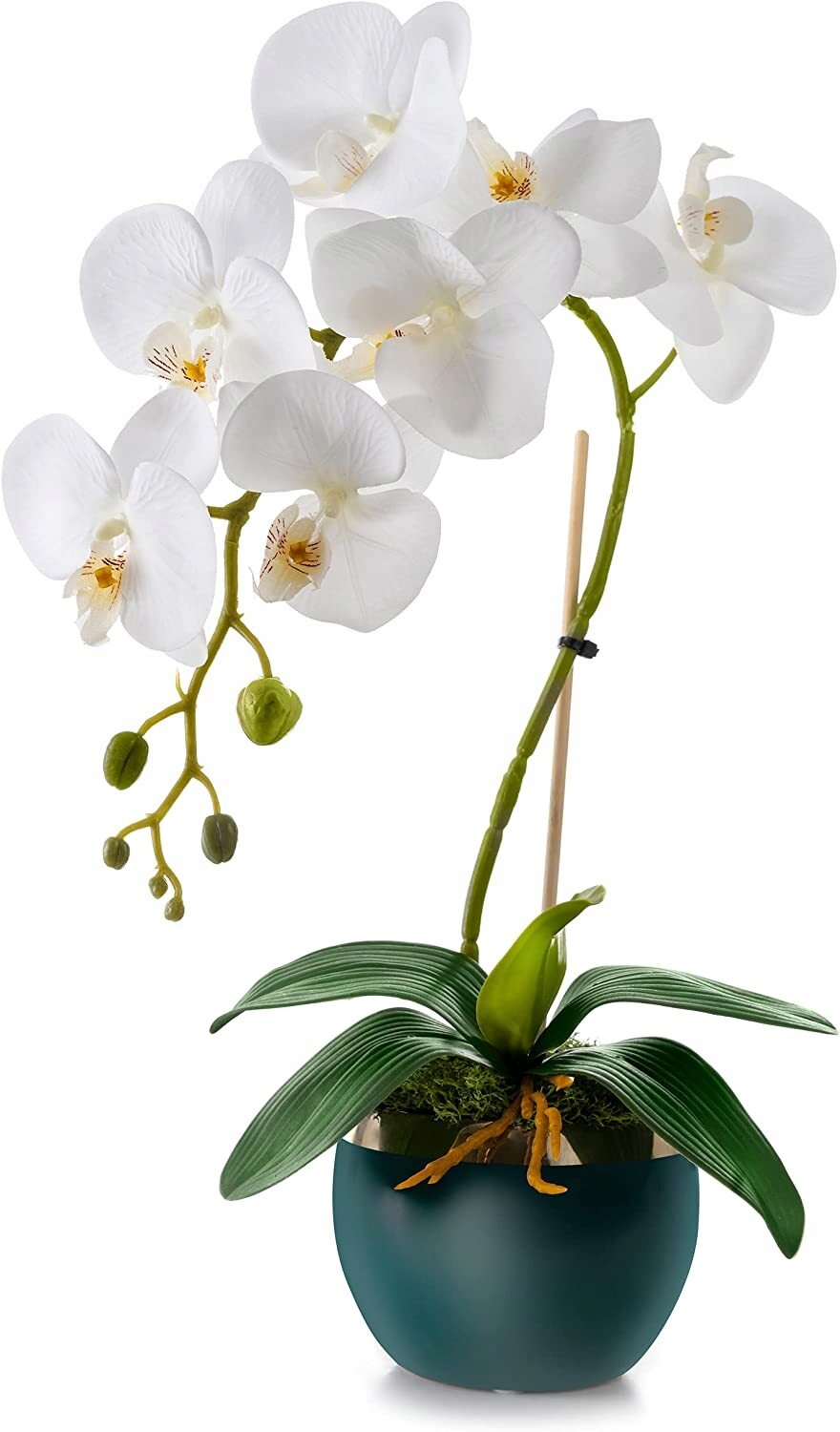 

Sztuczny storczyk mały w zielonej doniczce z mchem