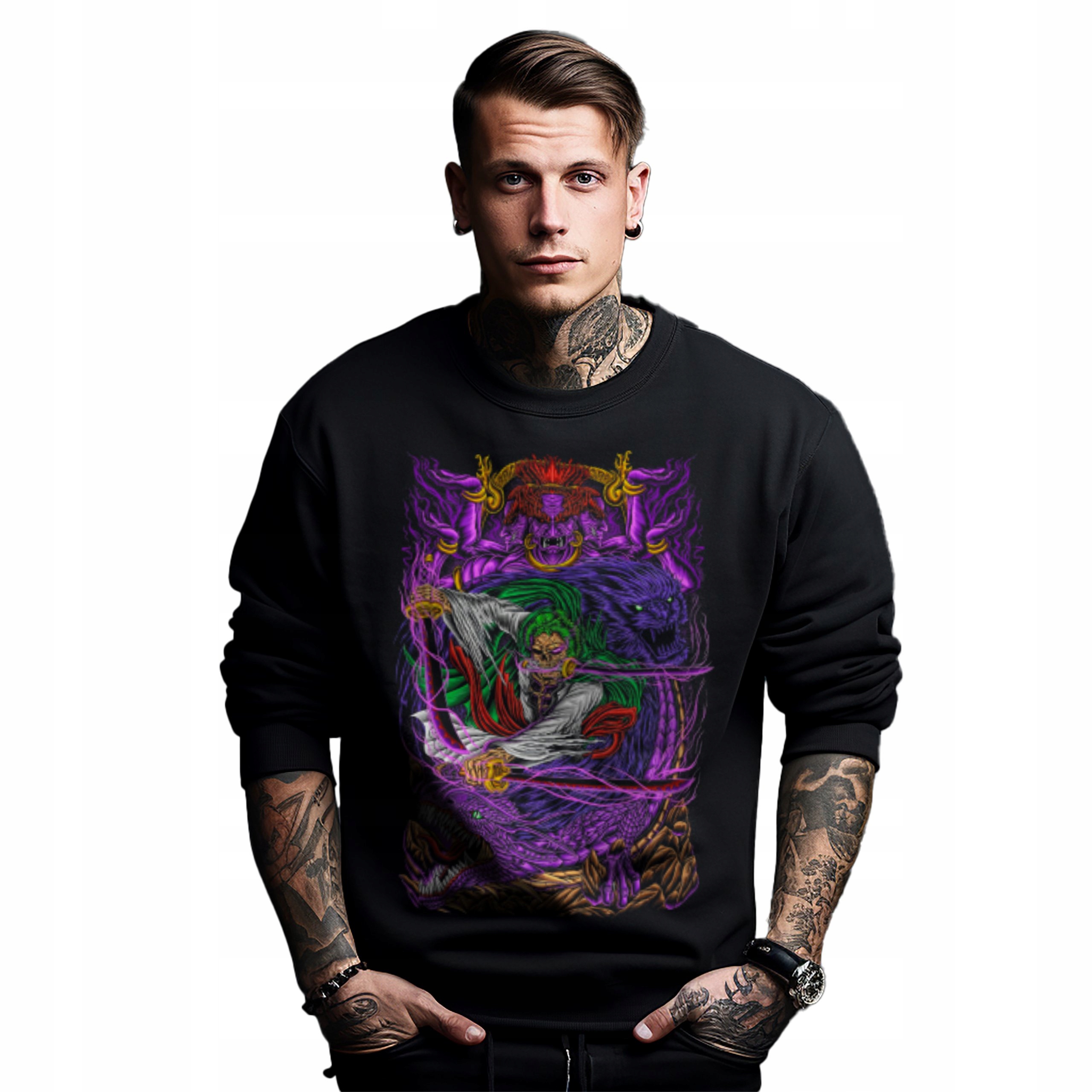 Mikina s potiskem Anime Fierce Warrior Fight