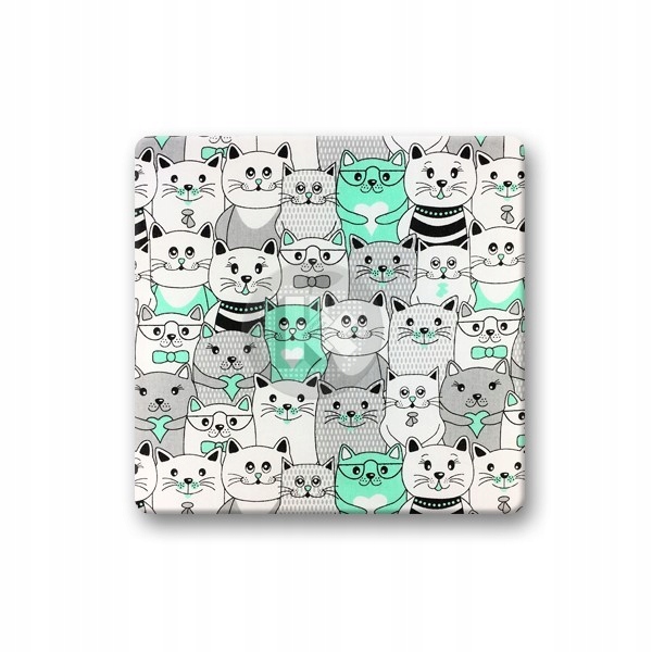 

Kwadratowa poduszka na taboret -koty w kinie mięta