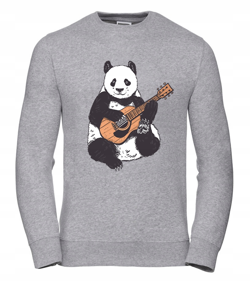 Pánská Mikina Panda Hrající na kytaru 2XL Šedá Pro něj Chlapa Manžela Chlapa