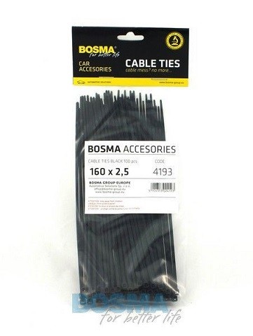 BOSMA OPASKA ZACISKOWA CZARNA 2,5 X 160 100 SZTUK